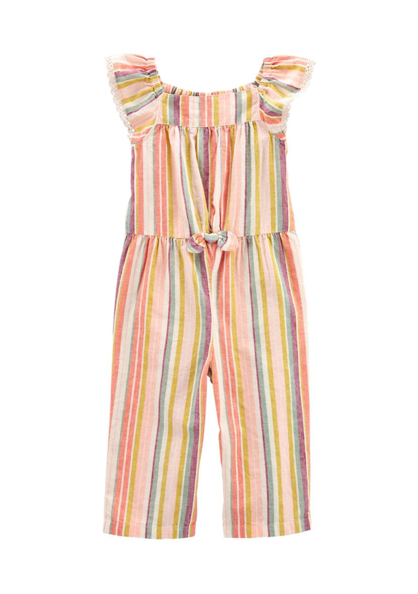 Toddler Girls Linen Stripe Jumpsuit