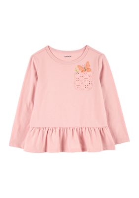 Toddler Girls Long Sleeve Peplum Knit Top