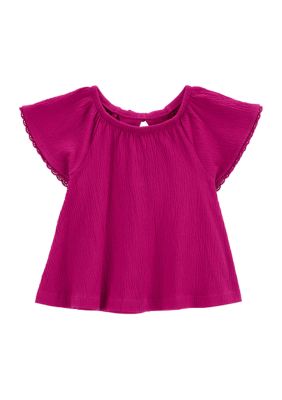 Toddler Girls Flutter Sleeve Solid Knit Top