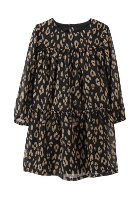 Toddler Girls Woven Leopard Printed Dress