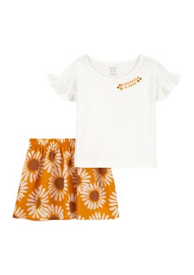 Toddler Girls Short Sleeve Jersey Floral Skort Set