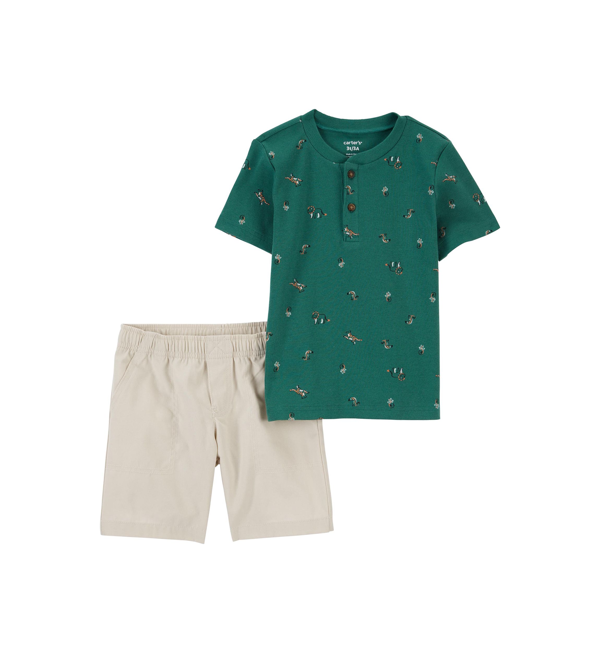 Toddler Boys Ribbed Henley Shorts Set 
