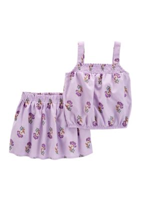 Toddler Girls Floral Printed Top and Skort Set