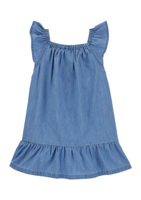 Toddler Girls Embroidered Chambray Dress