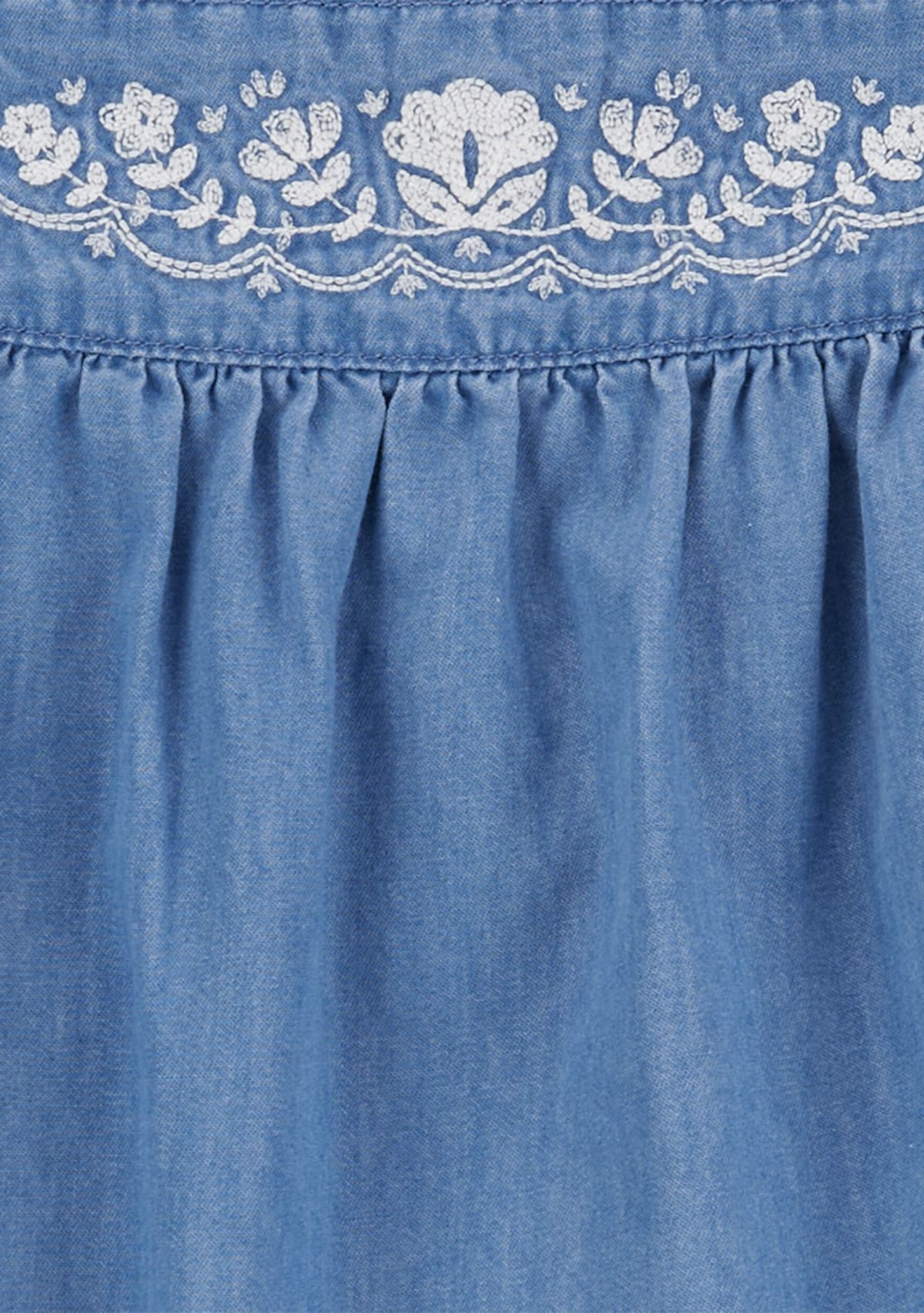 Toddler Girls Embroidered Chambray Dress