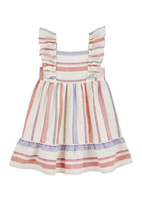 Toddler Girls Linen Striped Dress