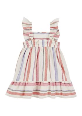 Toddler Girls Linen Striped Dress