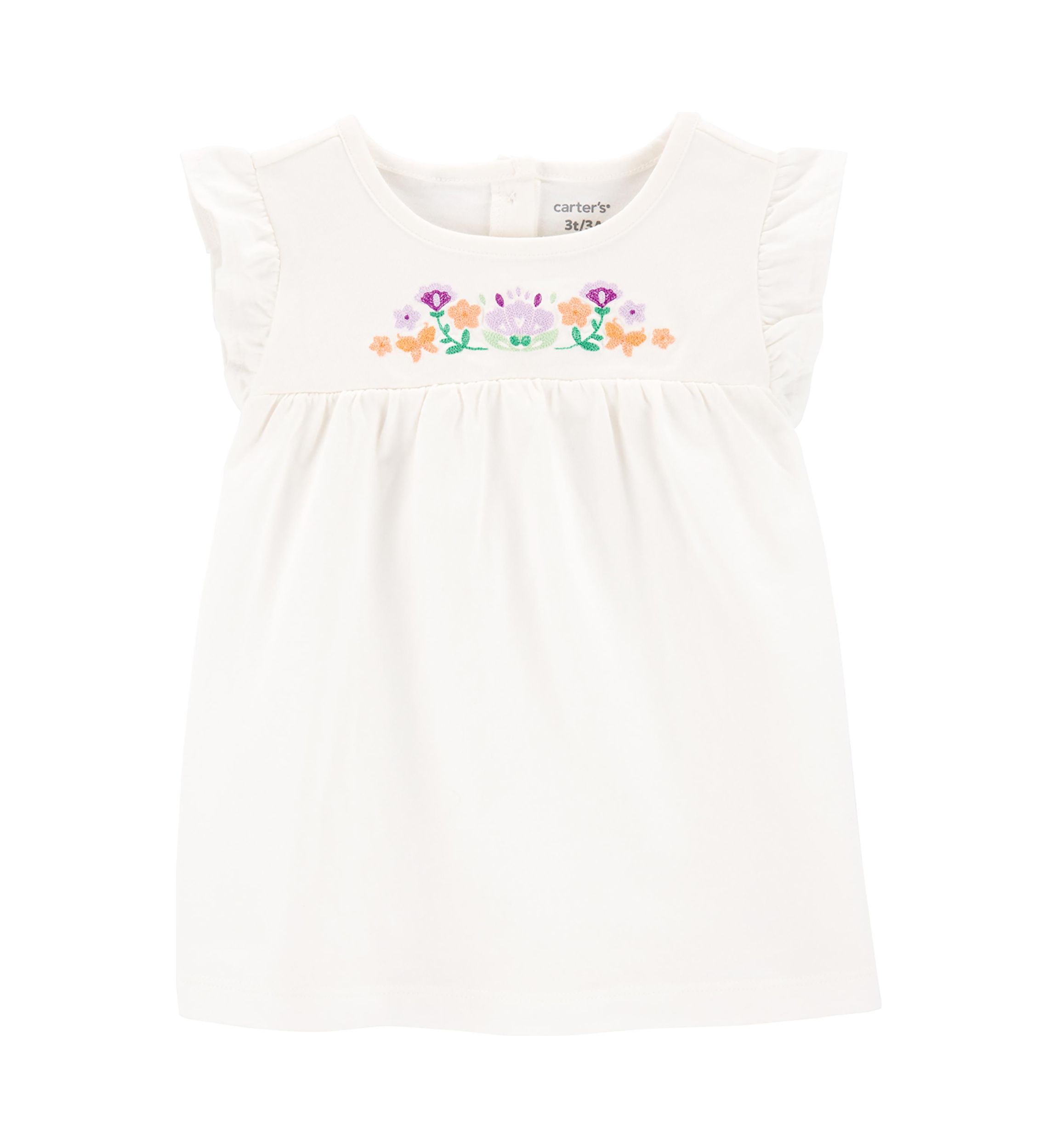 Toddler Girls Short Sleeve Floral Embroidered Top