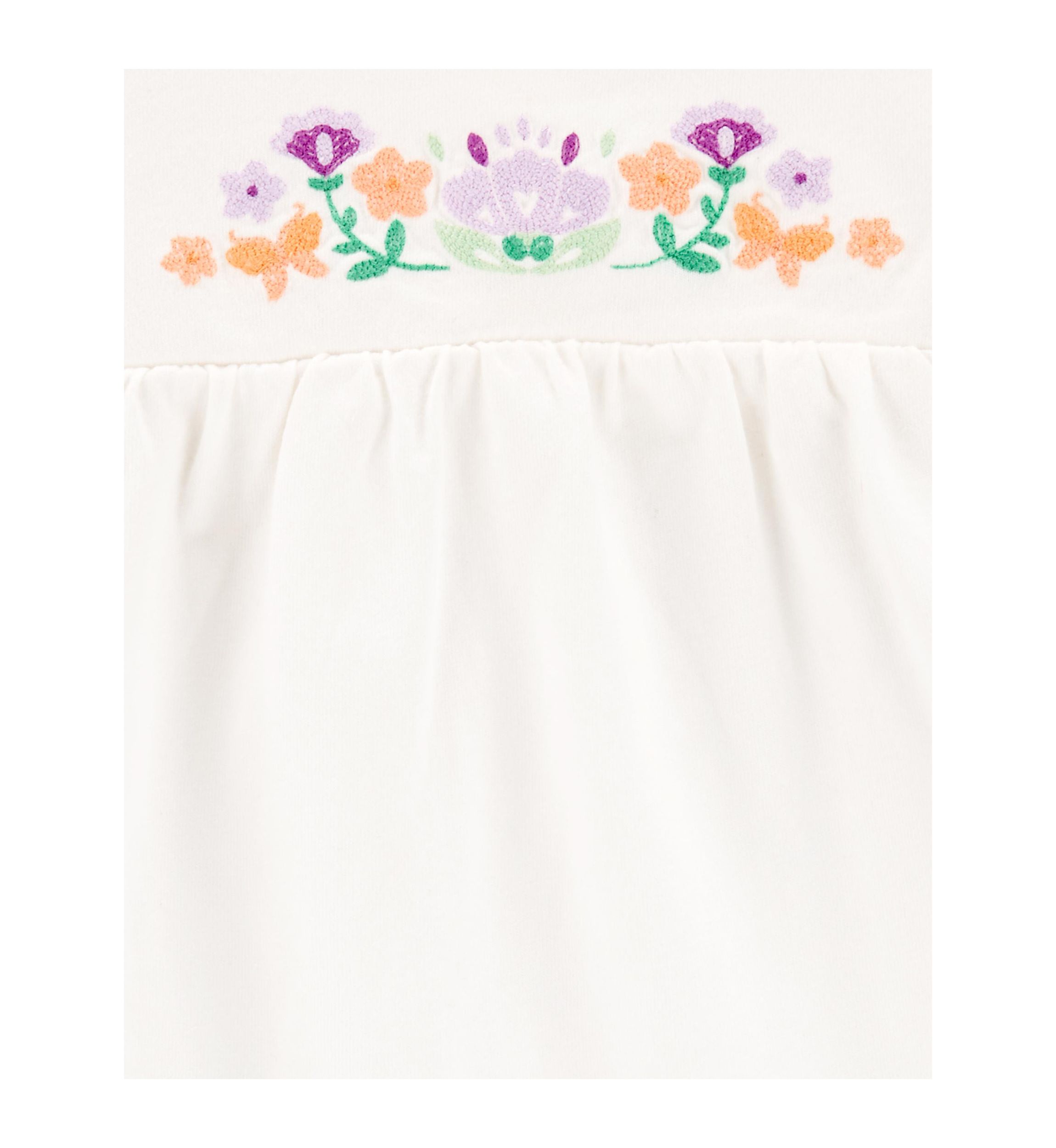 Toddler Girls Short Sleeve Floral Embroidered Top