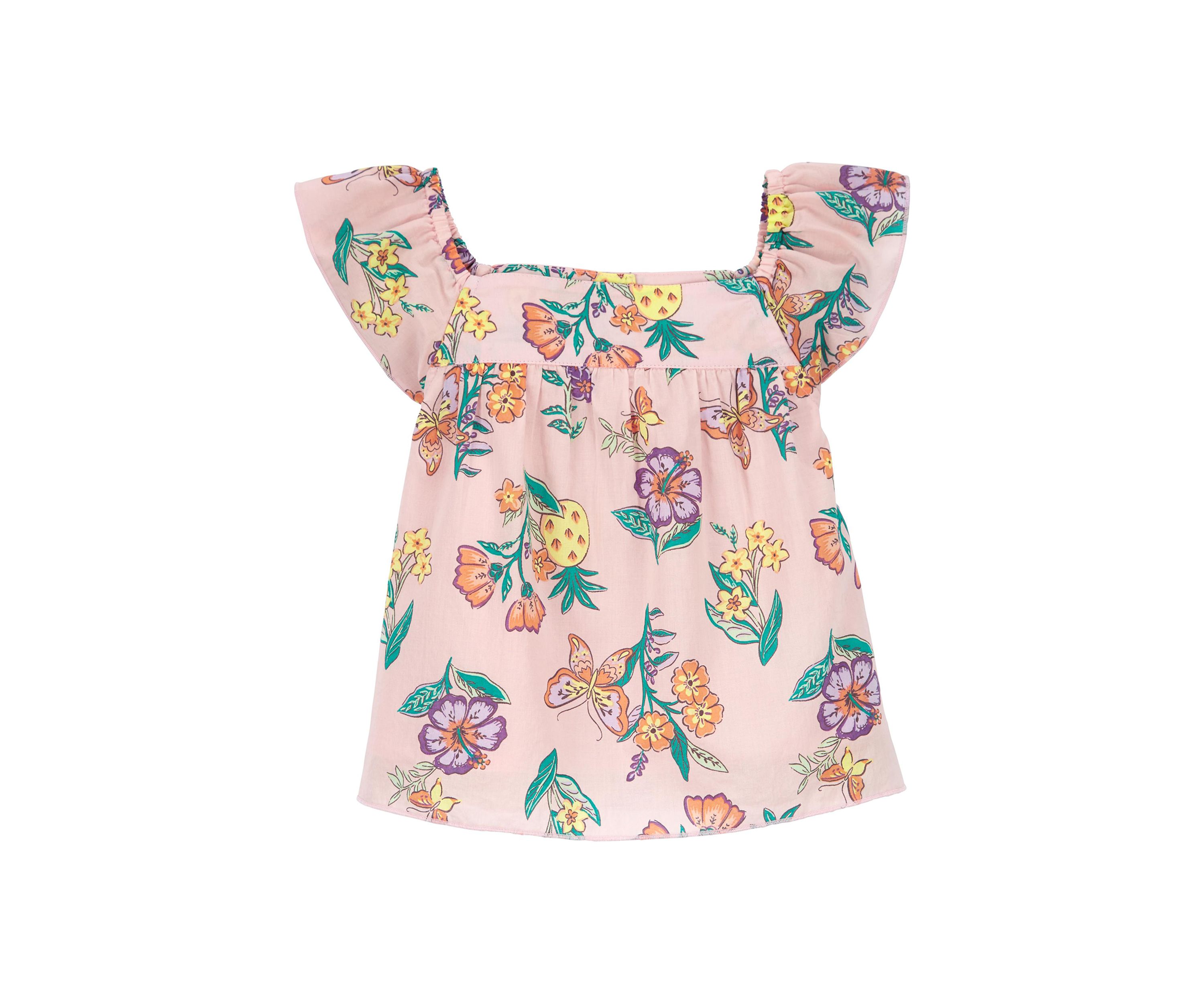 Toddler Girls Flutter Sleeve Floral Top