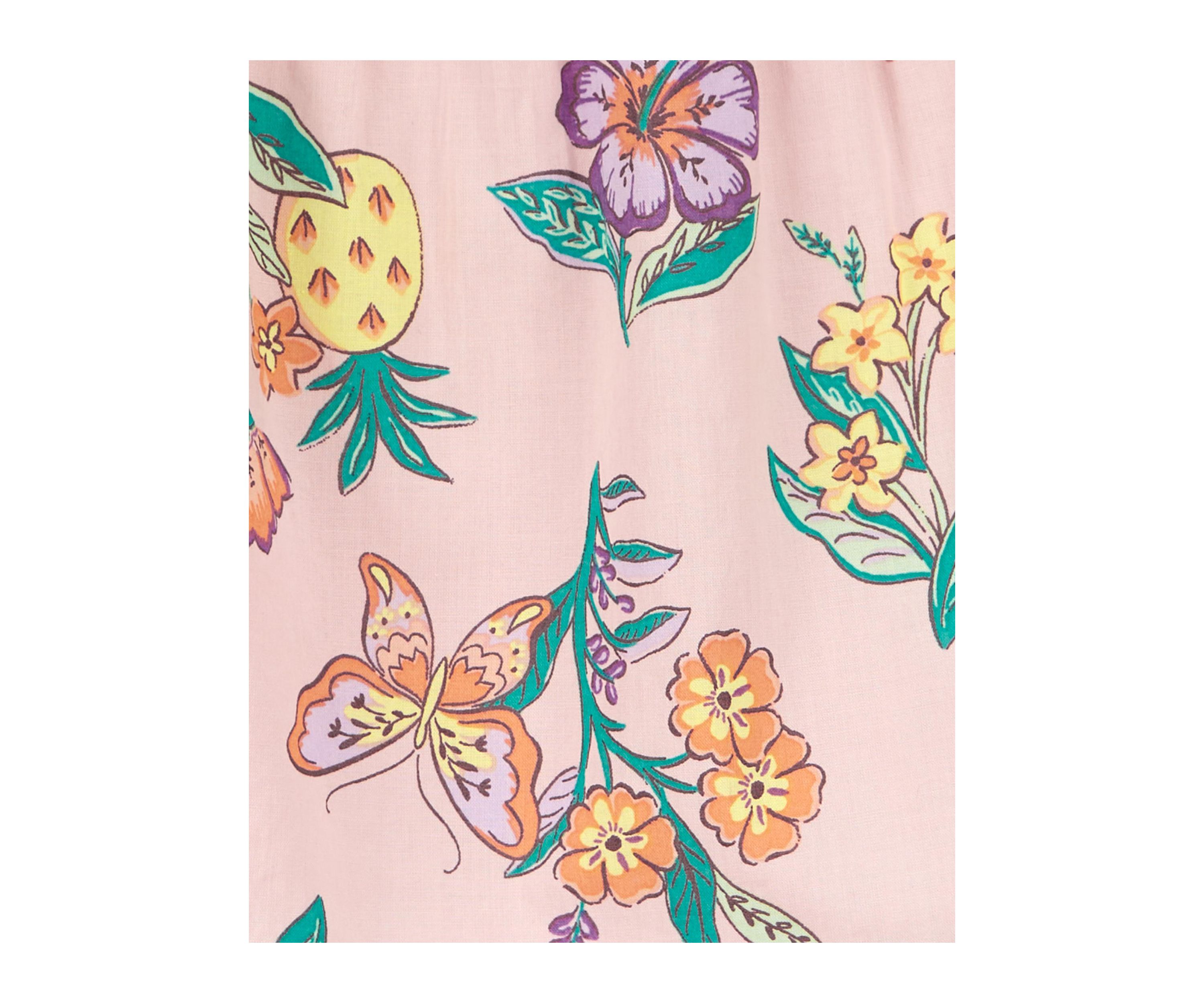 Toddler Girls Flutter Sleeve Floral Top