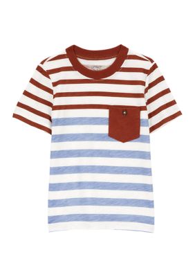 Toddler Boys Striped Short Sleeve Pocket T-Shirt
