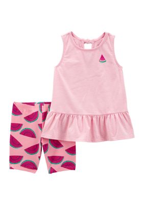 Toddler Girls Watermelon Top and Printed Shorts Set