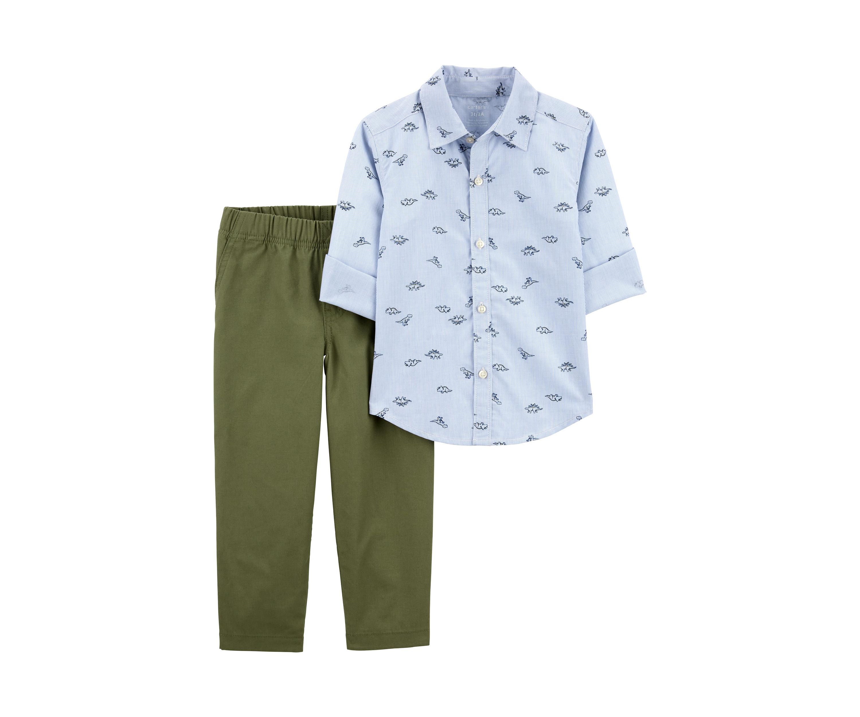 Toddler Boys Dinosaur Printed Shirt and Pants Set