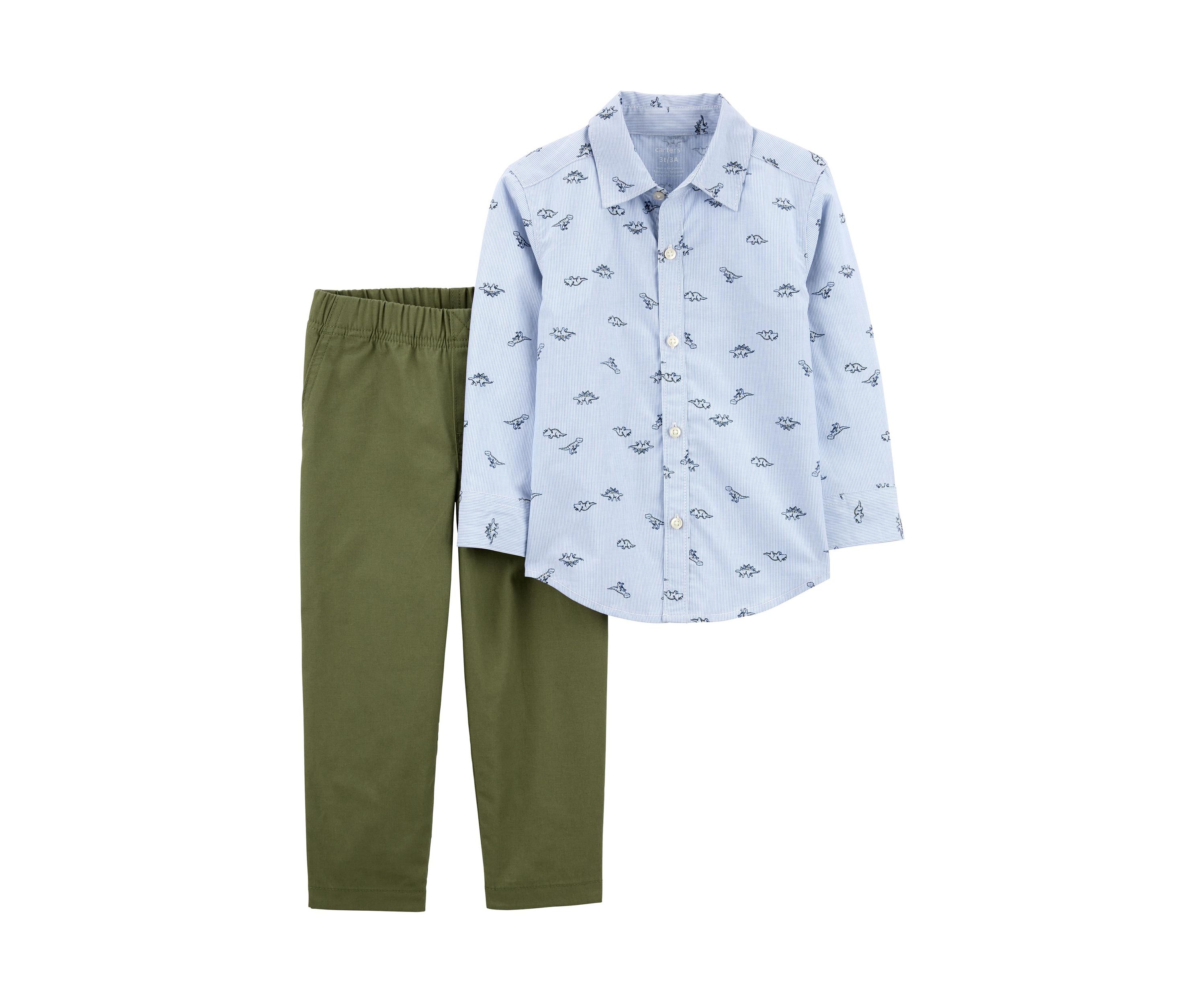 Toddler Boys Dinosaur Printed Shirt and Pants Set