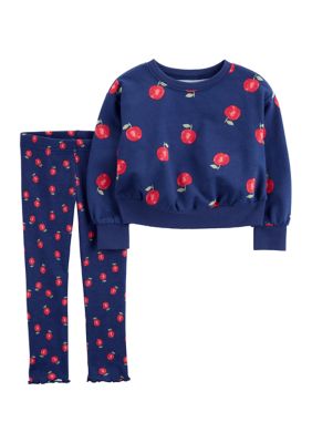 Toddler Girls Apple Printed Sweatshirt and Leggings Set