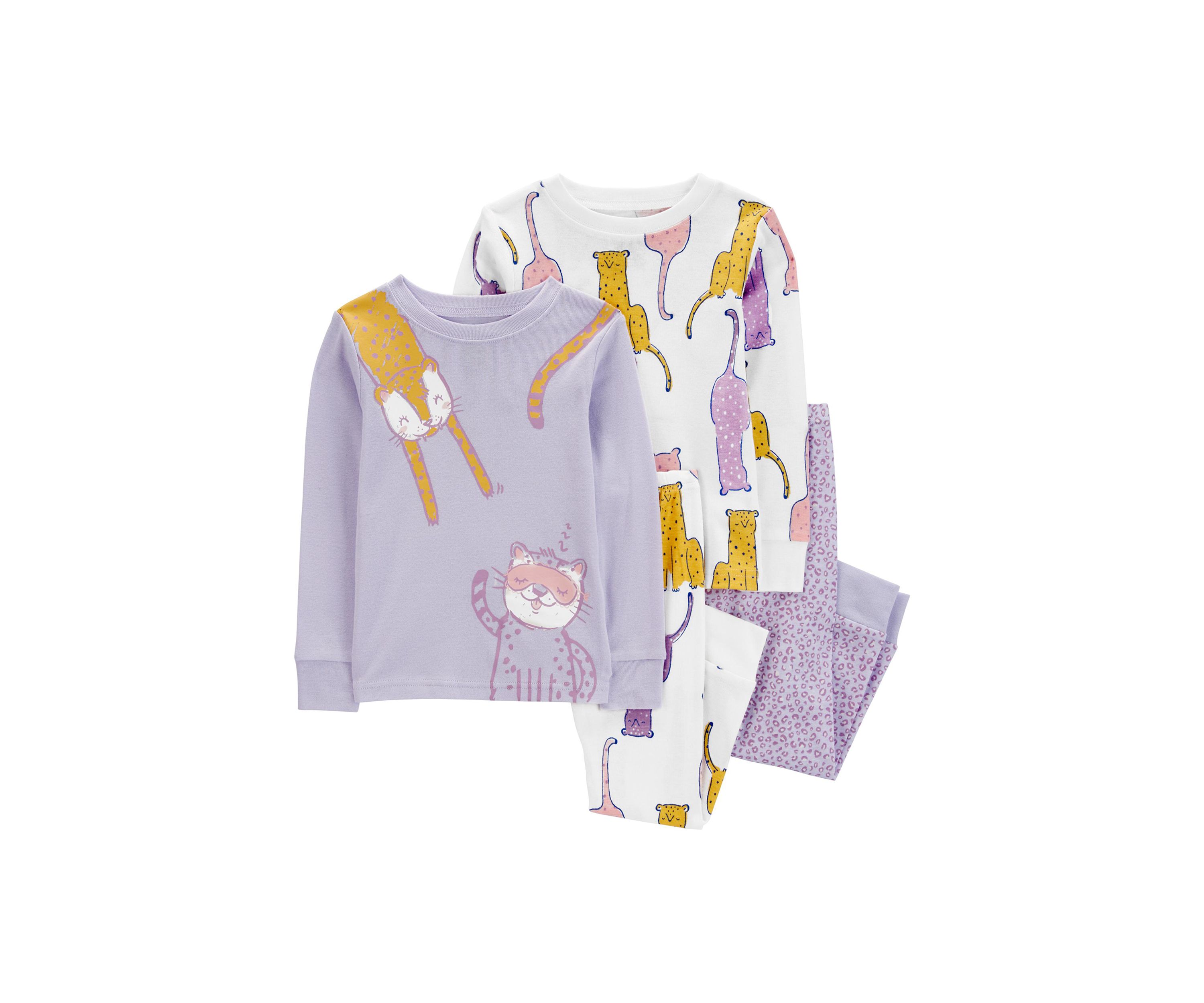 Toddler Girls 4 Piece Printed Pajama Set