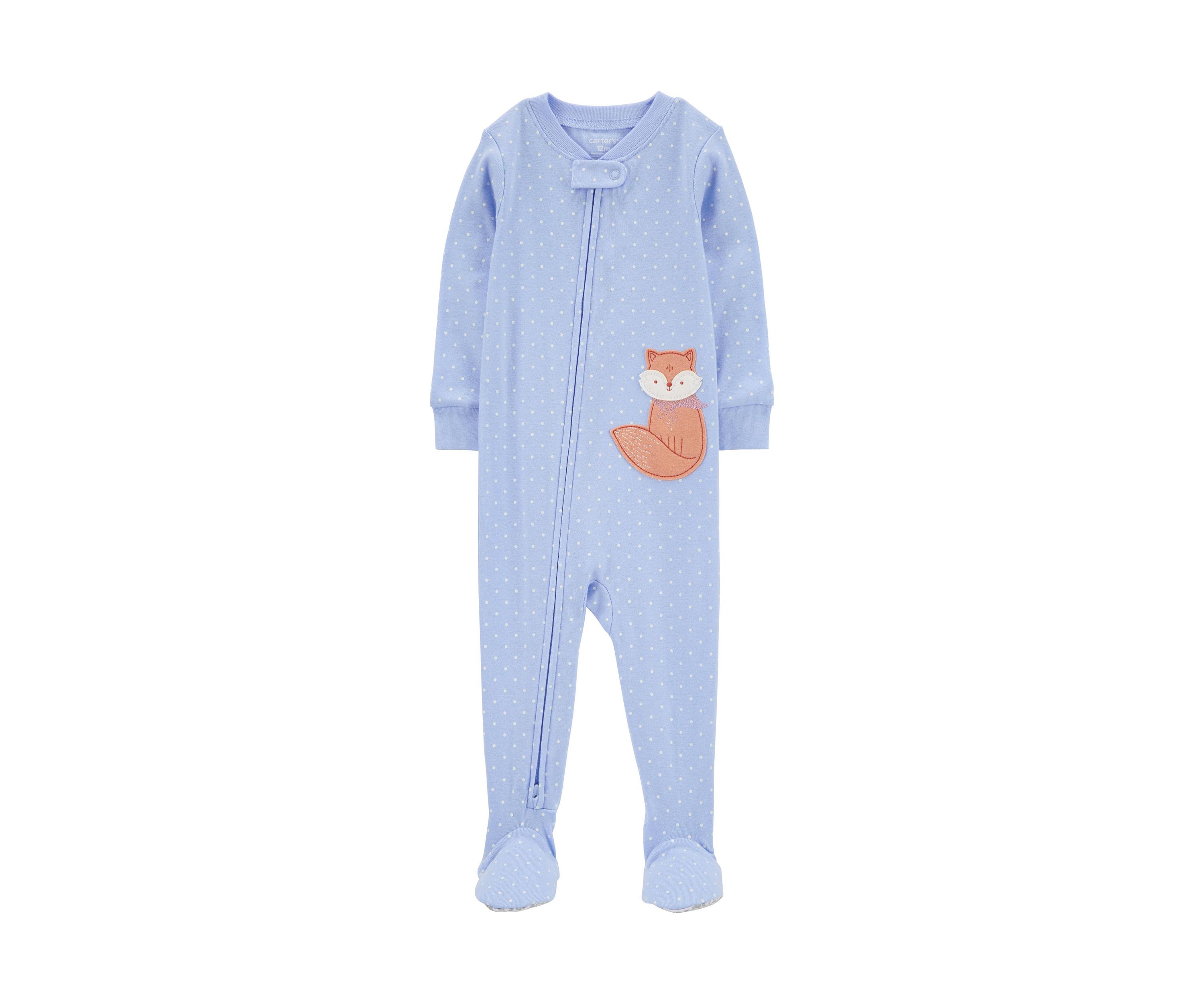 Toddler Girls Fox Appliqué Footie Pajamas