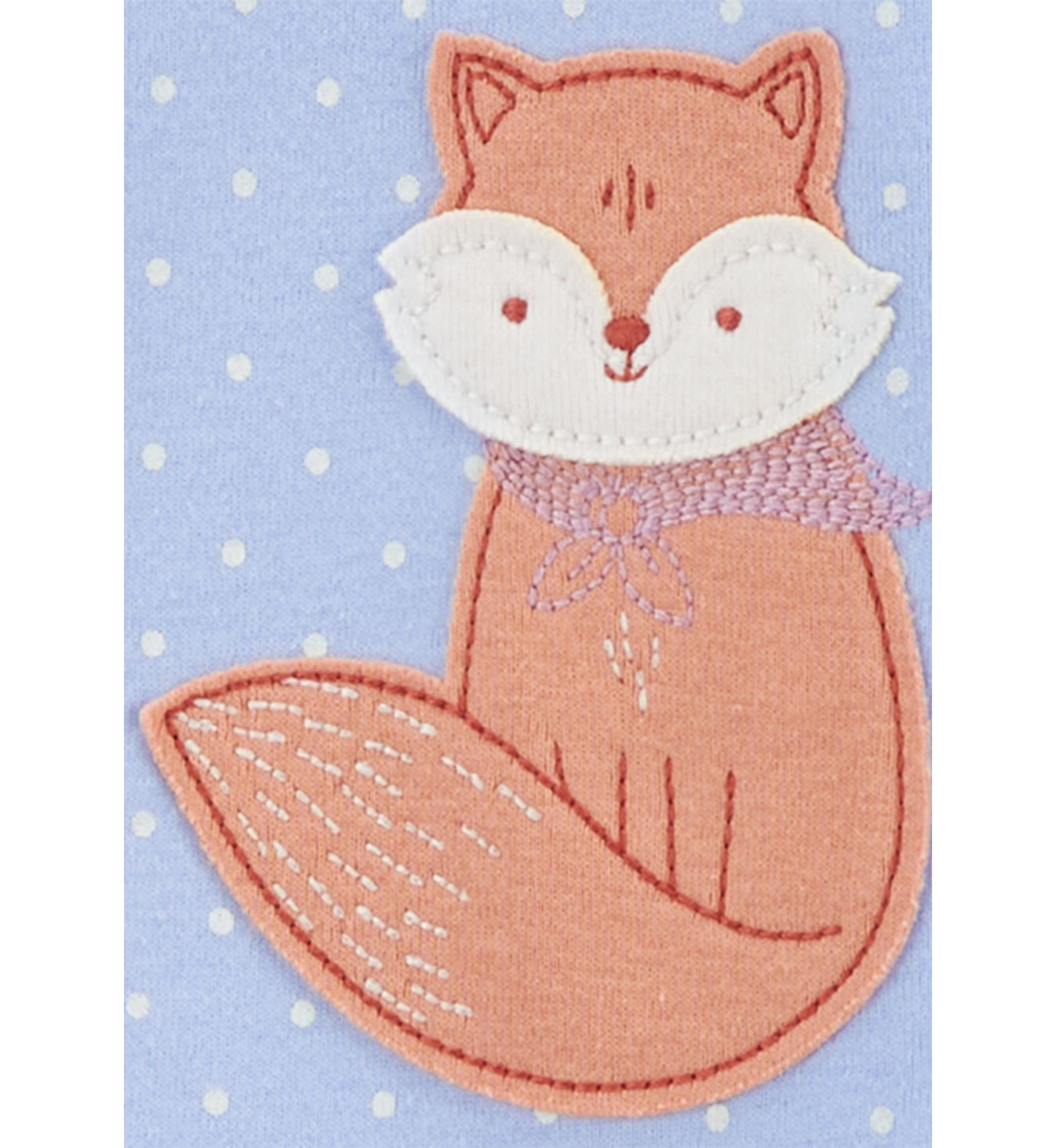 Toddler Girls Fox Appliqué Footie Pajamas