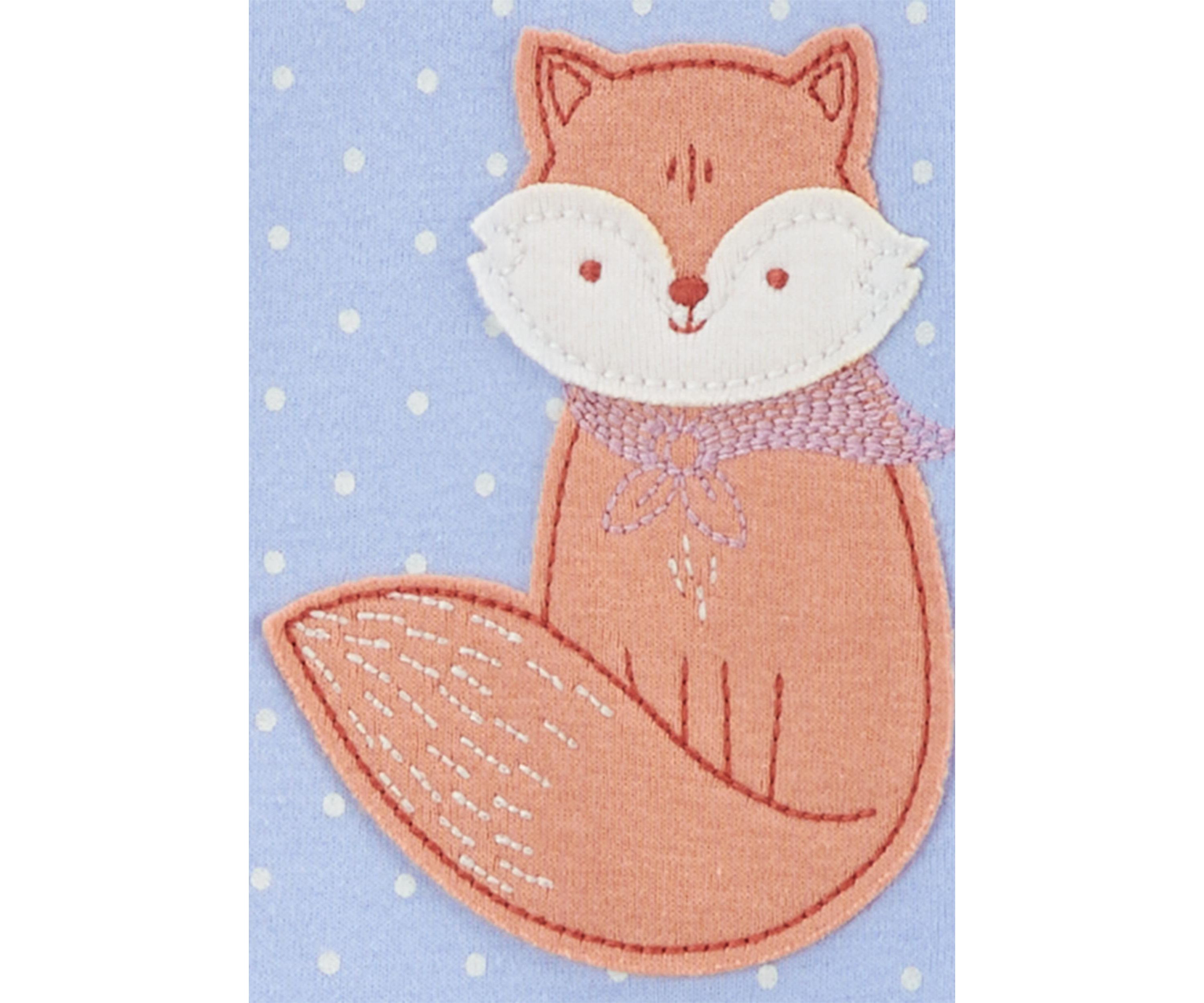 Toddler Girls Fox Appliqué Footie Pajamas