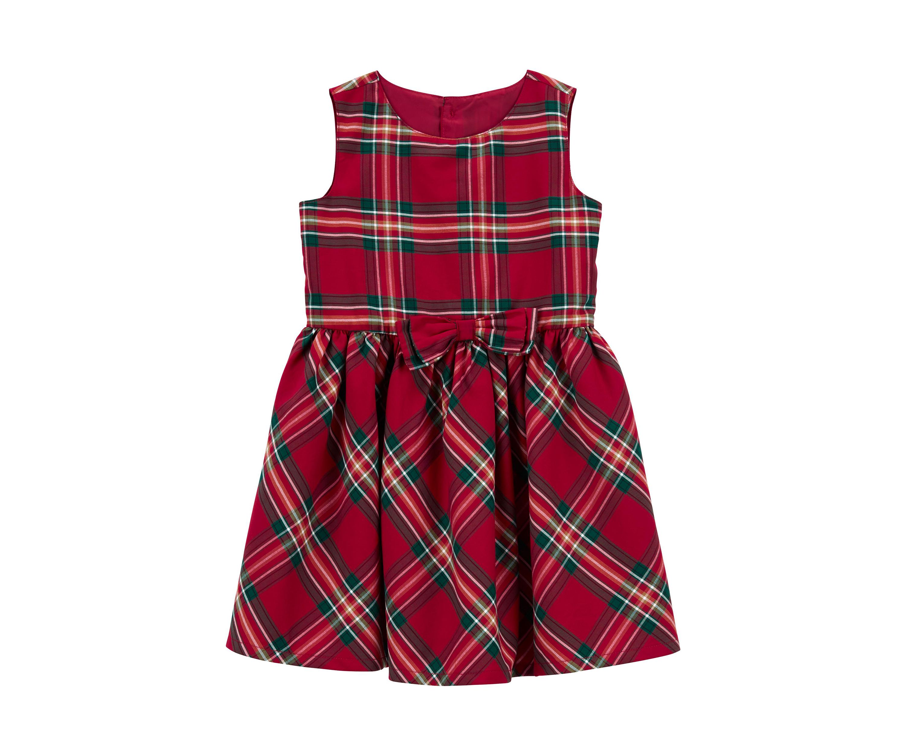 Toddler Girls Plaid Printed Woven Dress