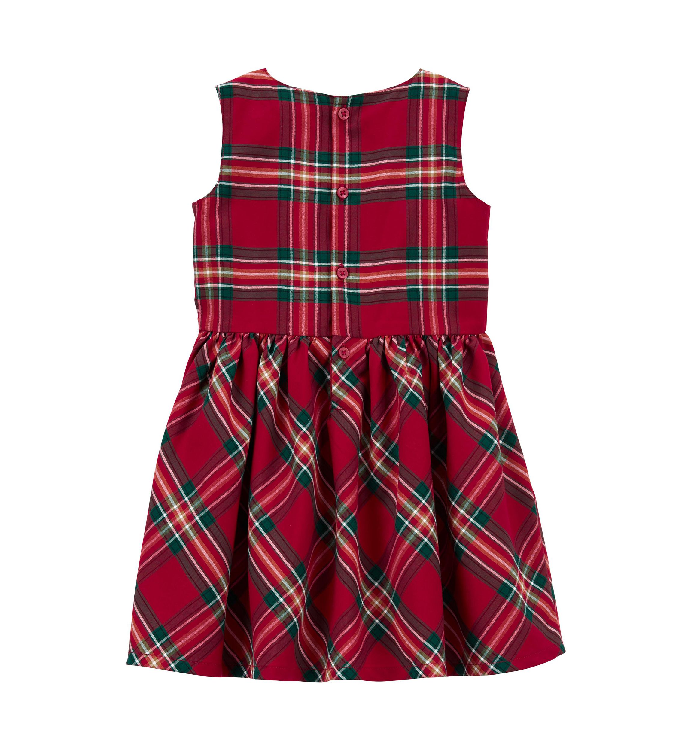 Toddler Girls Plaid Printed Woven Dress