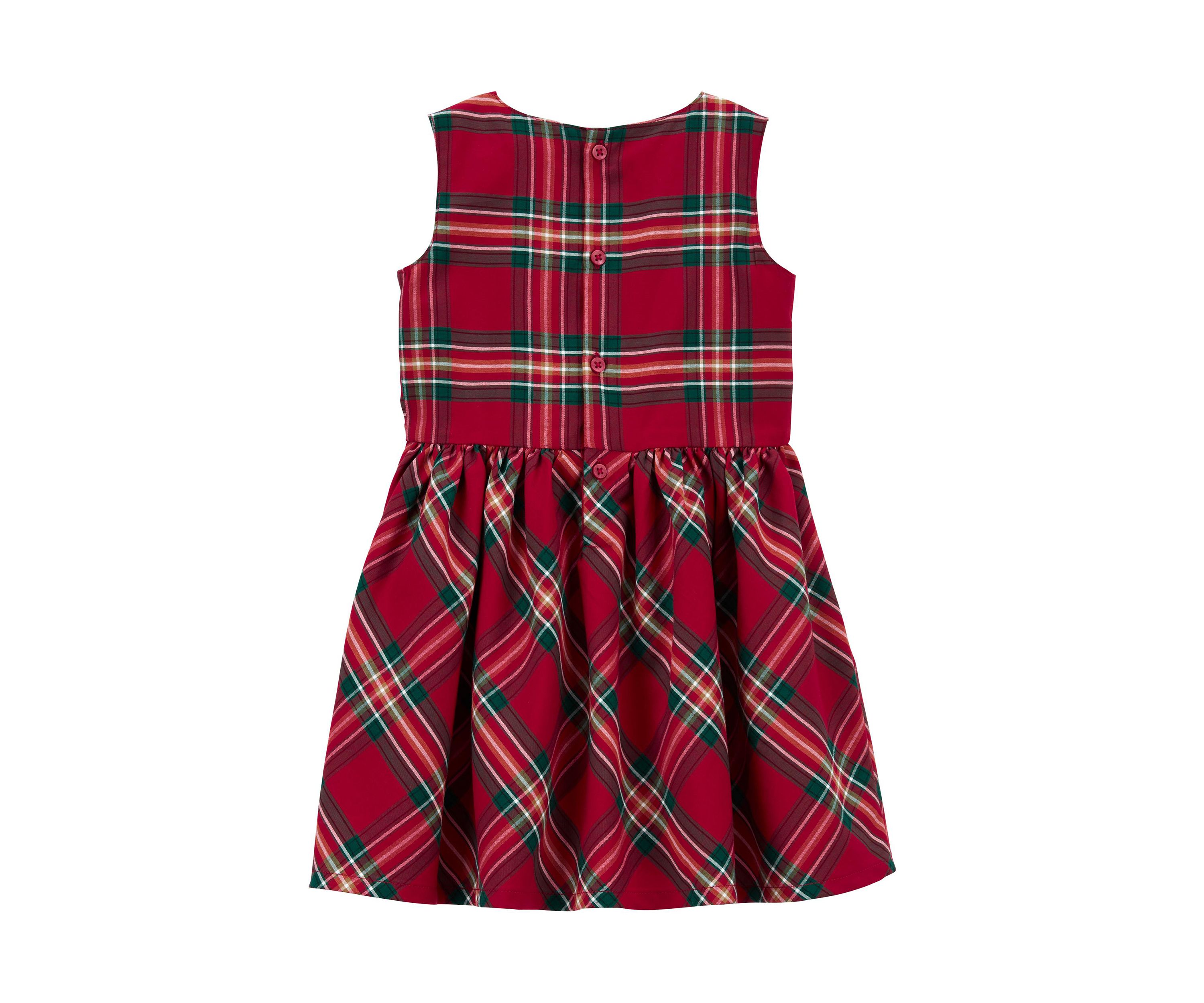 Toddler Girls Plaid Printed Woven Dress