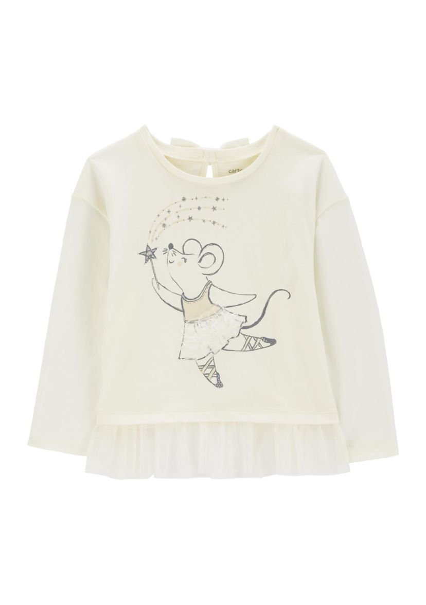 Toddler Girls Ballerina Mouse Graphic T-Shirt