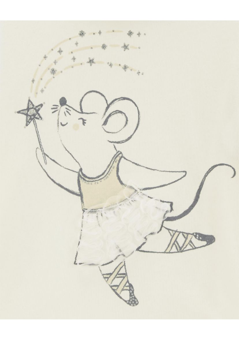 Toddler Girls Ballerina Mouse Graphic T-Shirt