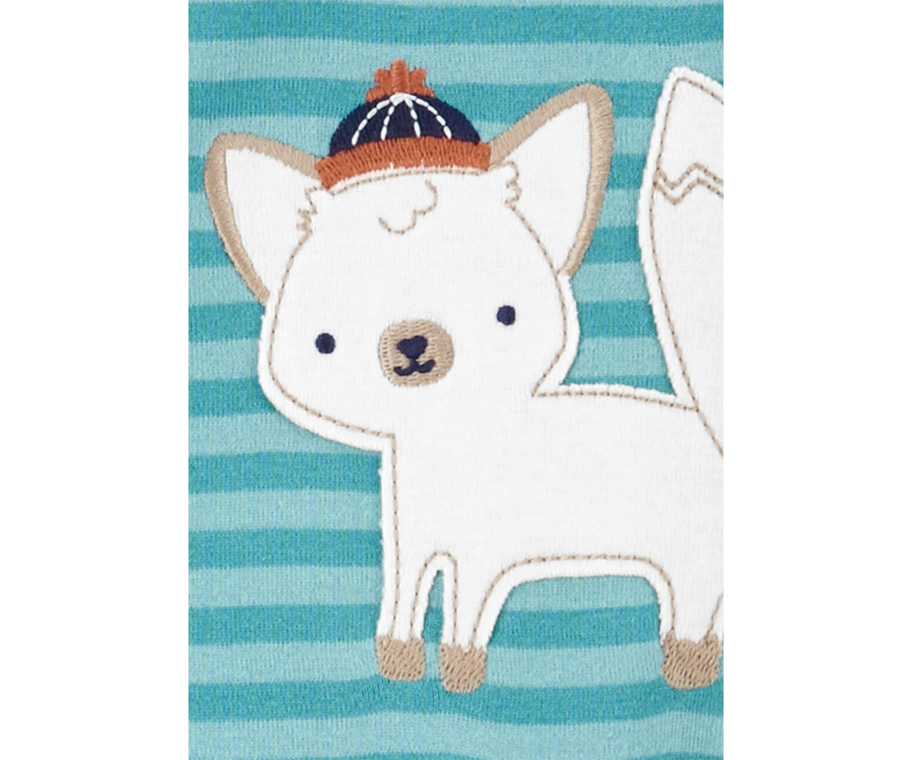 Toddler Boys Wolf Appliqué Striped Footie Pajamas
