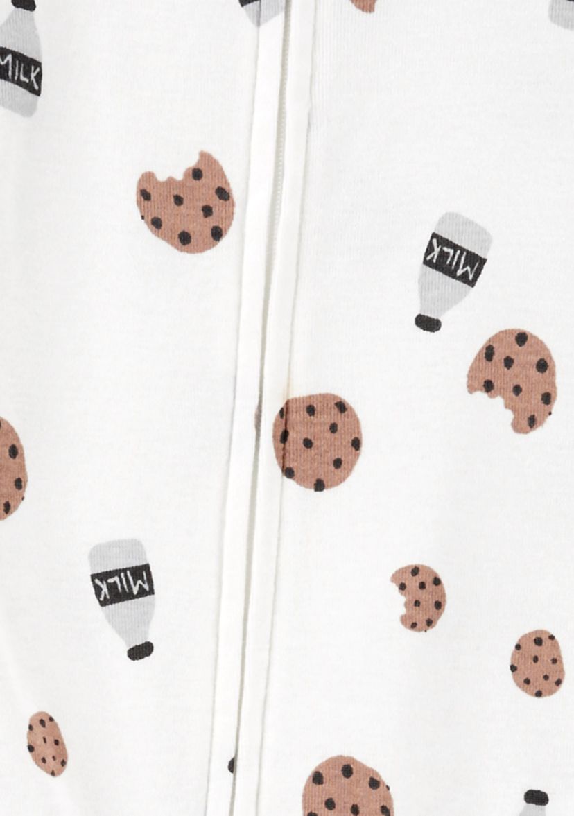 Toddler Boys Milk and Cookies Printed Footie Pajamas