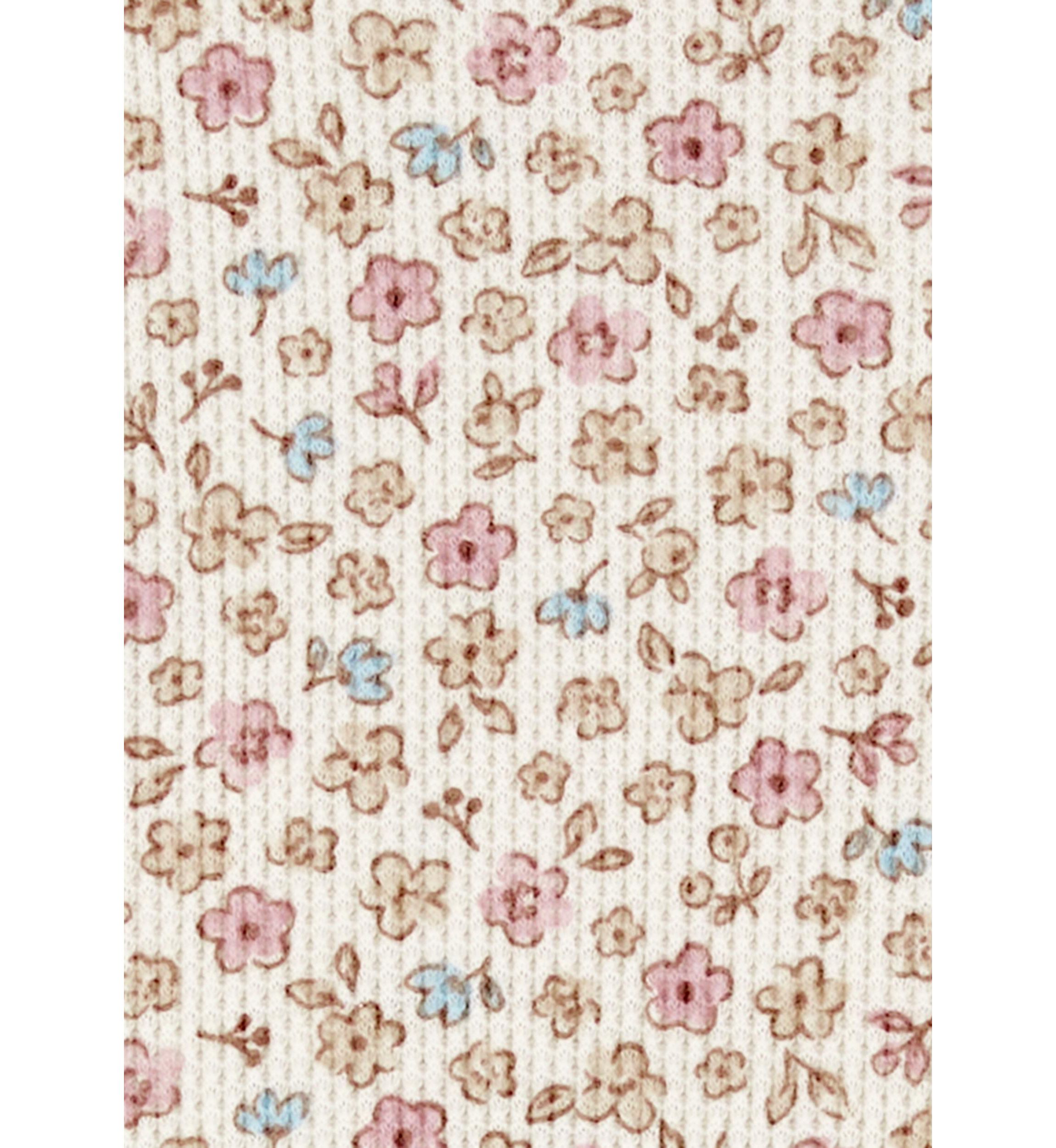 Toddler Girls Floral Printed Waffle Knit T-Shirt