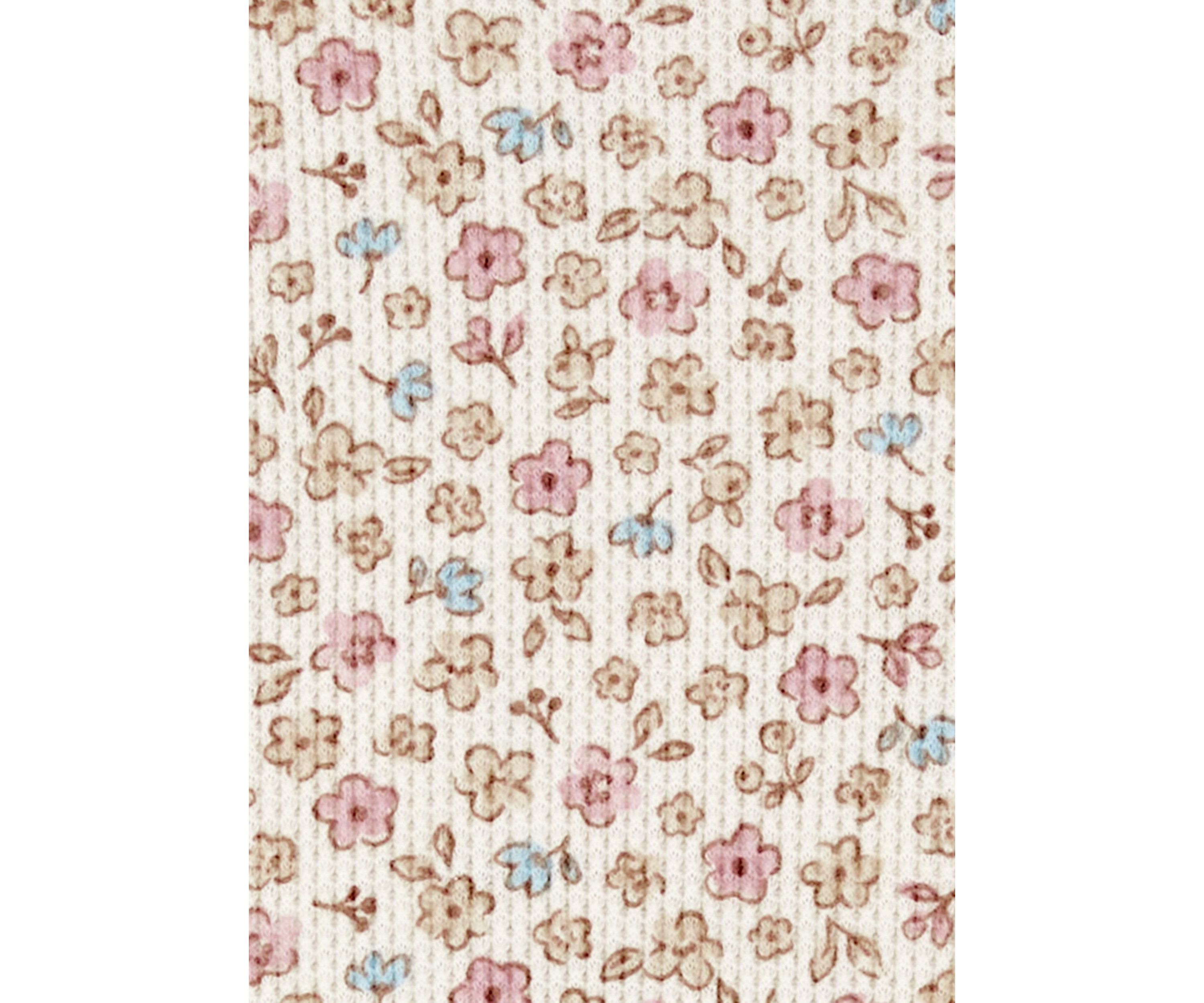 Toddler Girls Floral Printed Waffle Knit T-Shirt