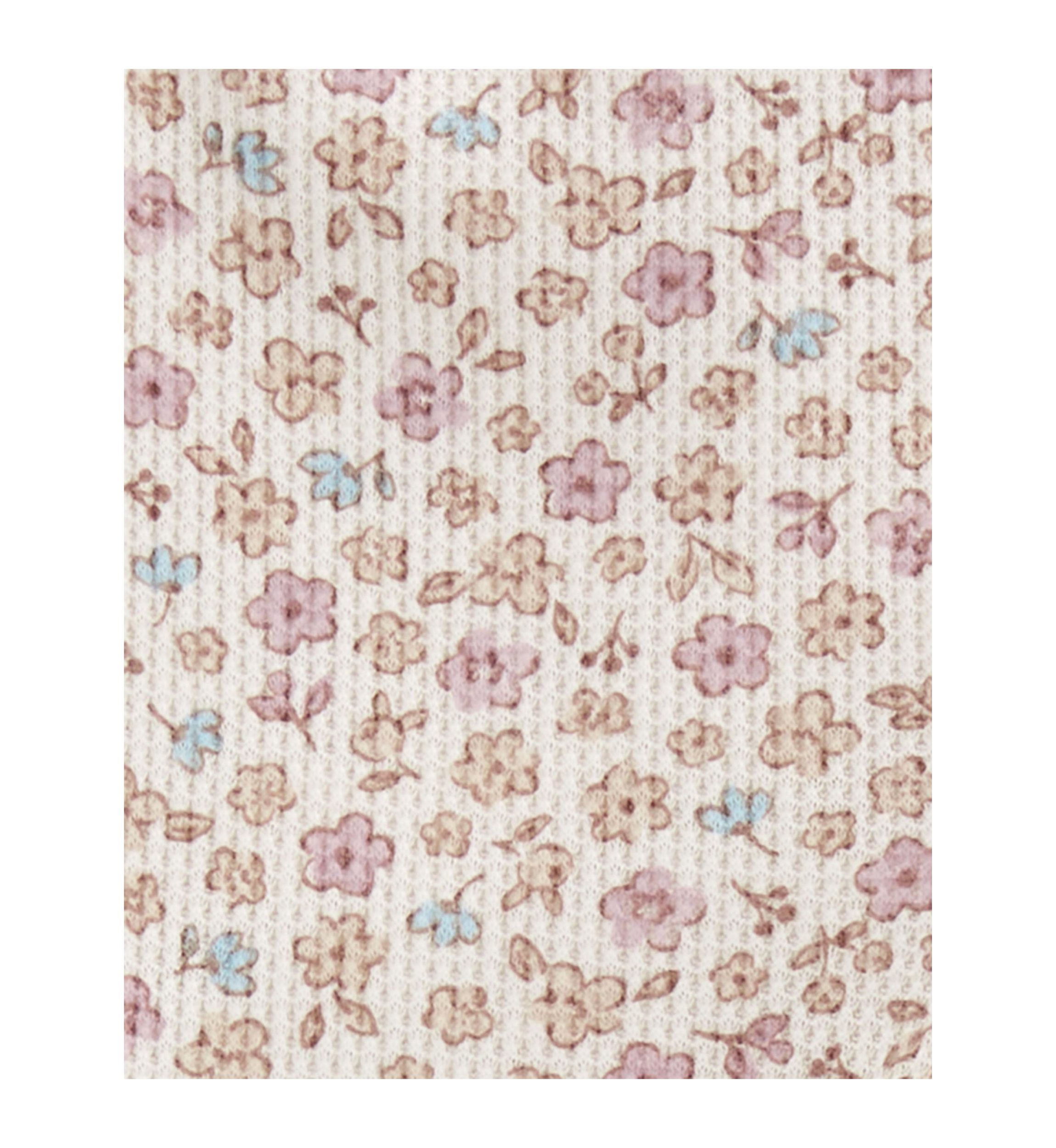 Toddler Girls Waffle Knit Floral Printed Flare Pants