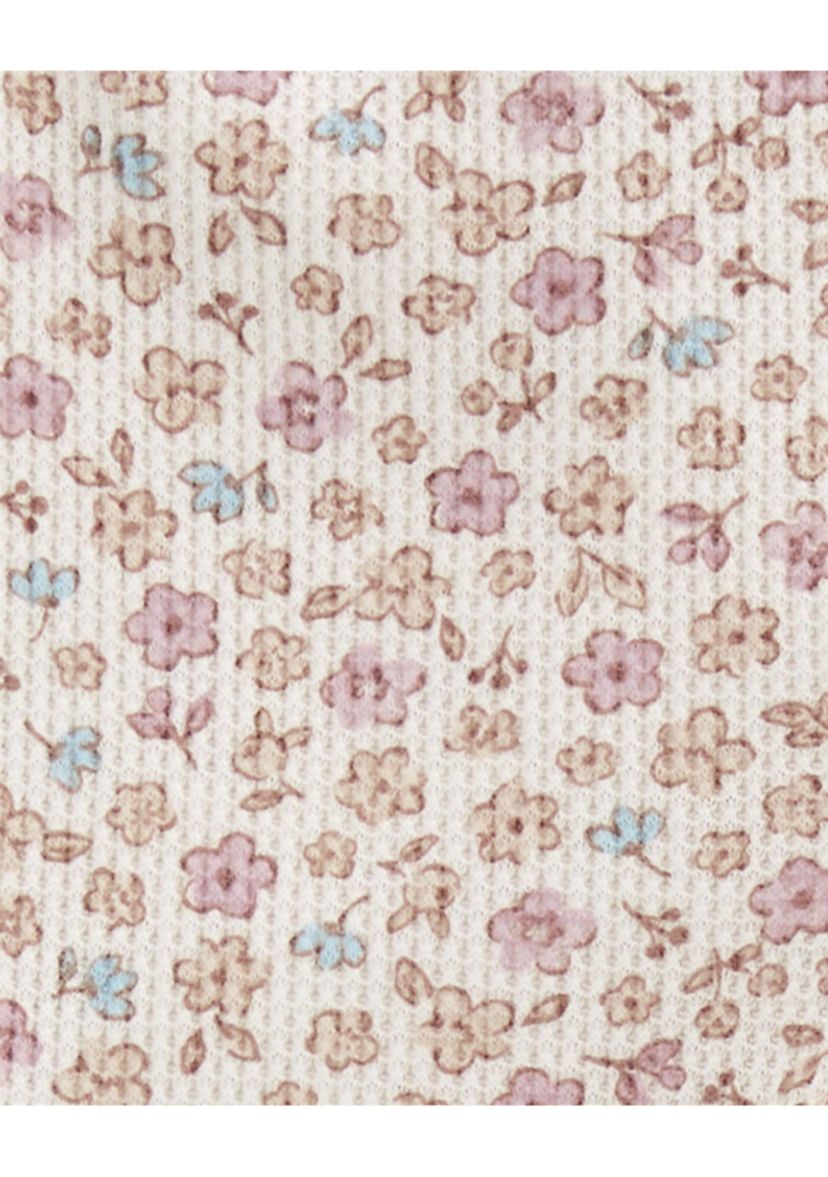Toddler Girls Waffle Knit Floral Printed Flare Pants