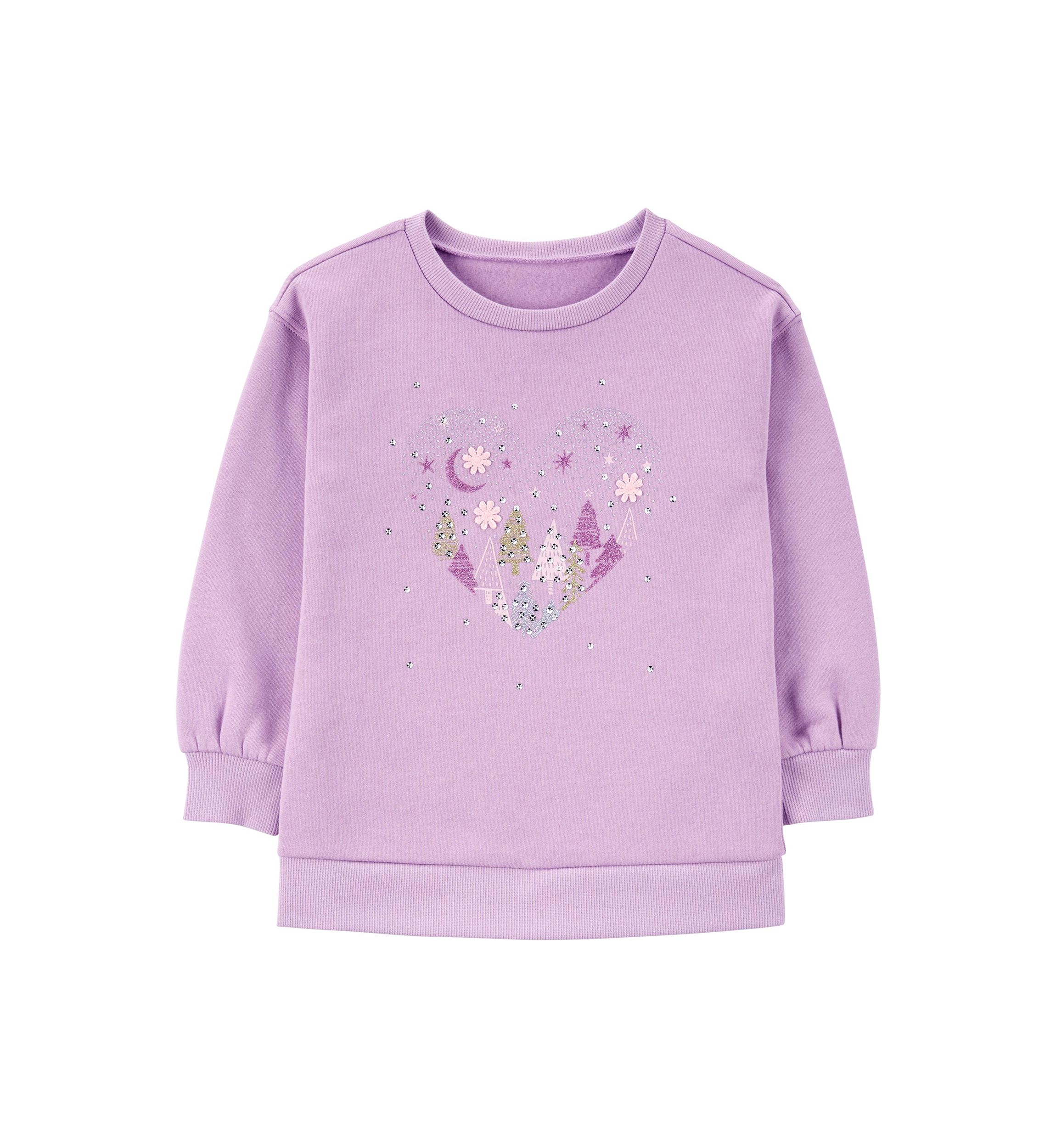 Toddler Girls Sparkly Hearts Fleece Sweatshirt