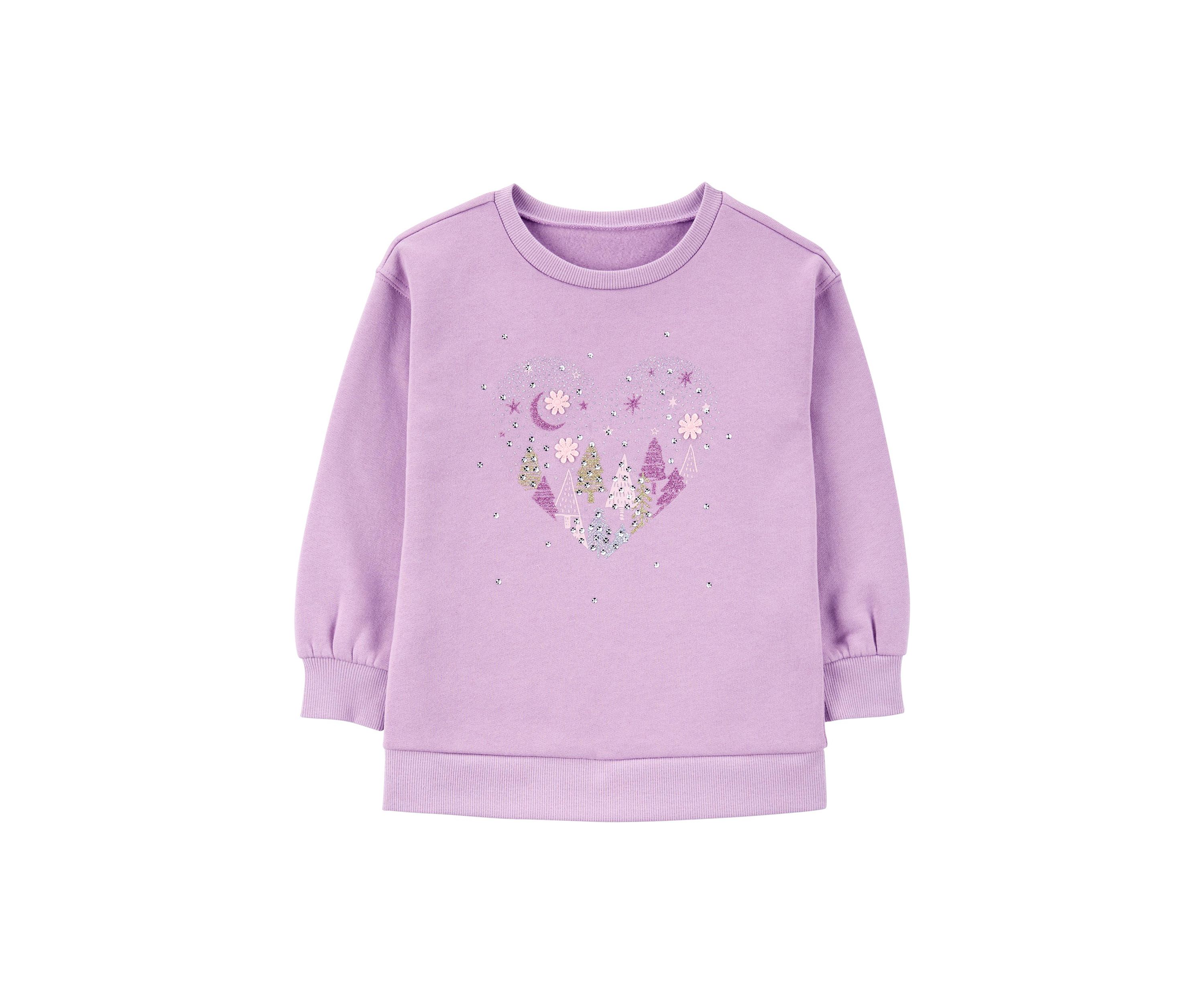 Toddler Girls Sparkly Hearts Fleece Sweatshirt