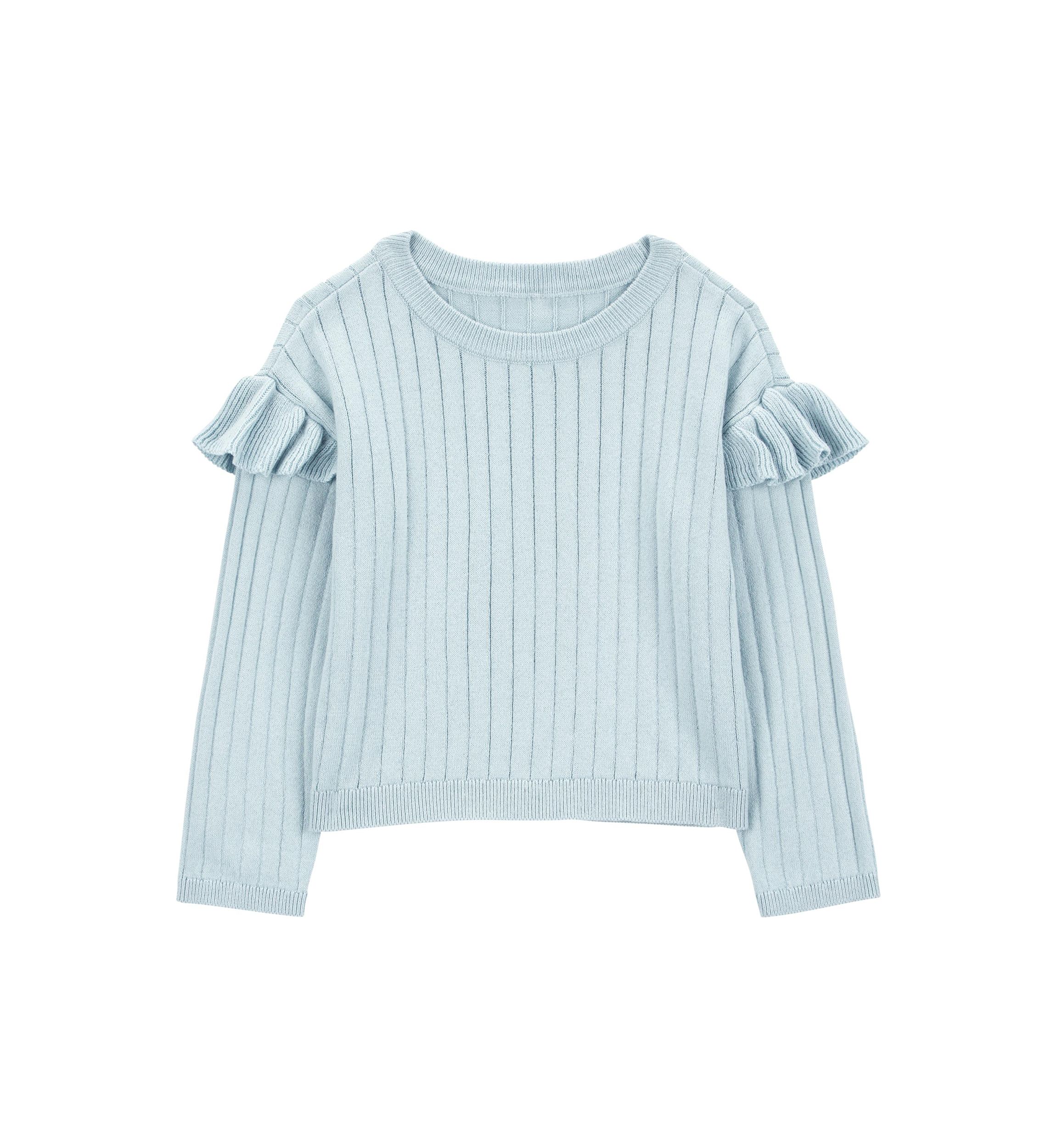 Toddler Girls Sweater Knit Top with Flutter Shoulders