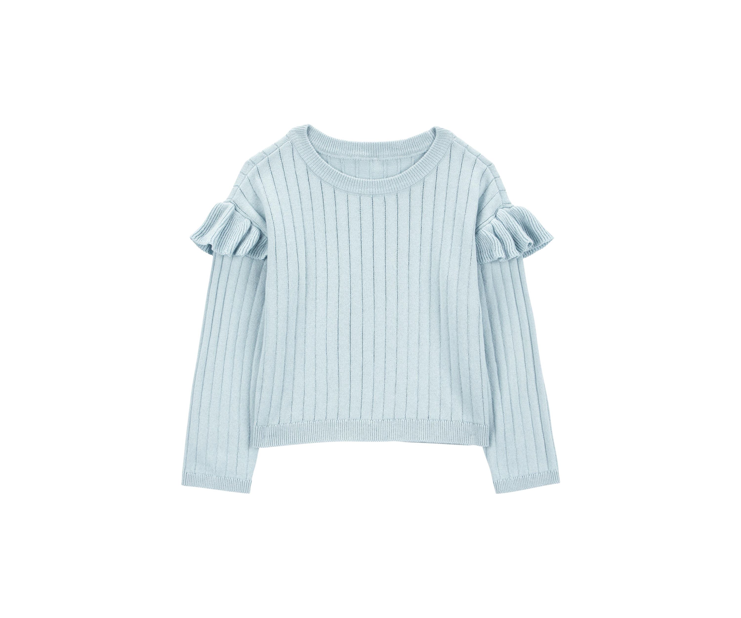 Toddler Girls Sweater Knit Top with Flutter Shoulders
