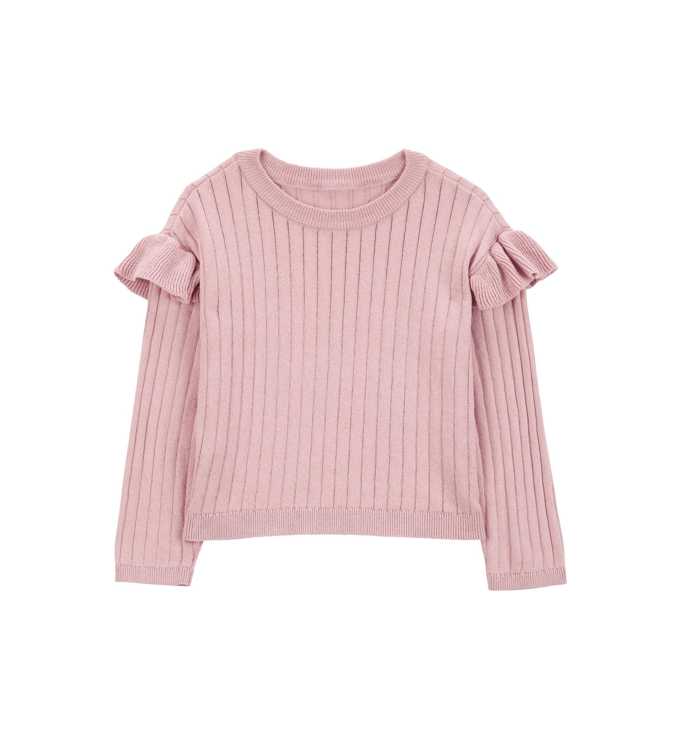 Toddler Girls Sweater Knit Top with Flutter Shoulders