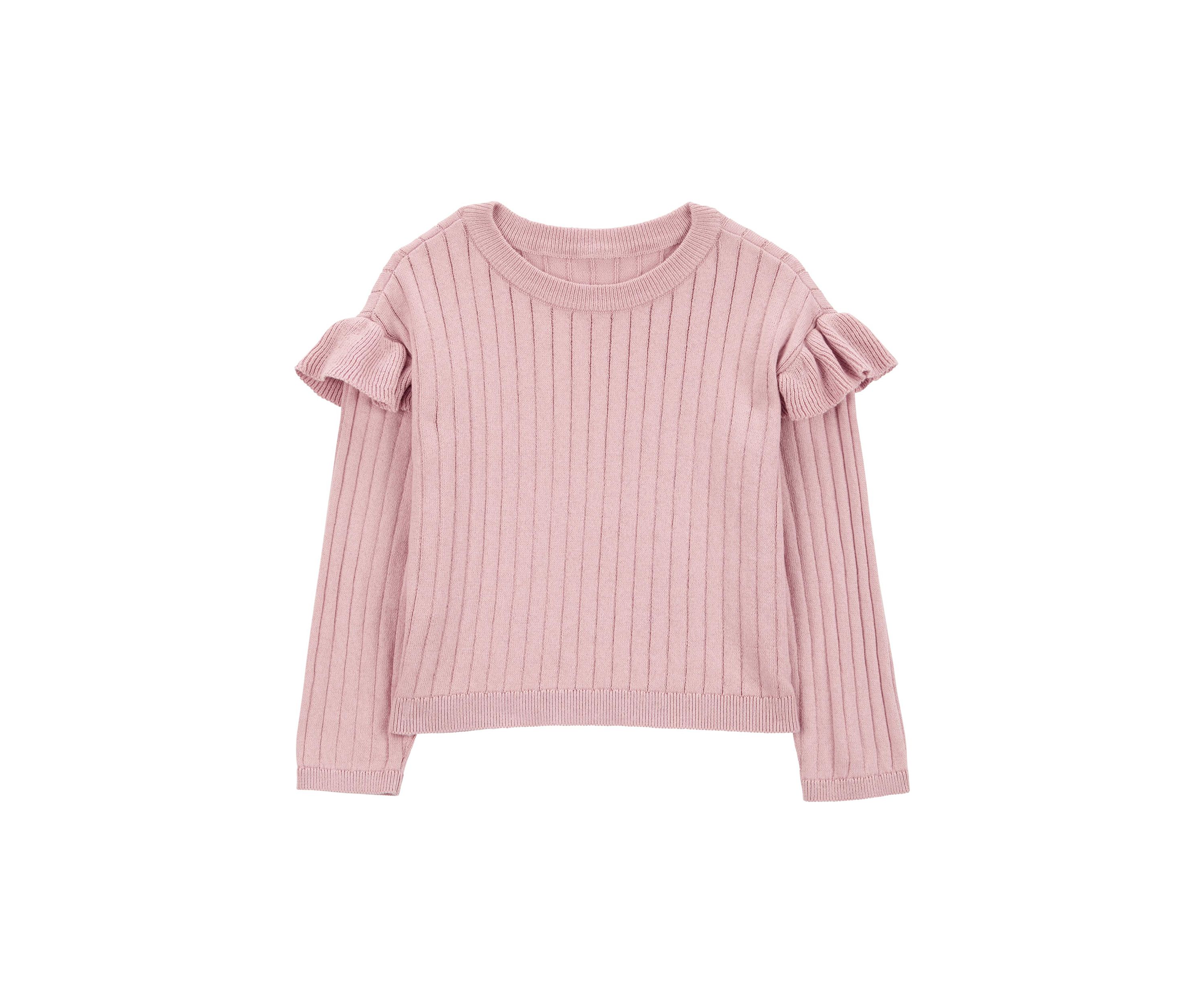 Toddler Girls Sweater Knit Top with Flutter Shoulders