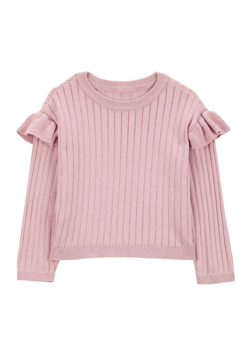 Toddler Girls Sweater Knit Top with Flutter Shoulders