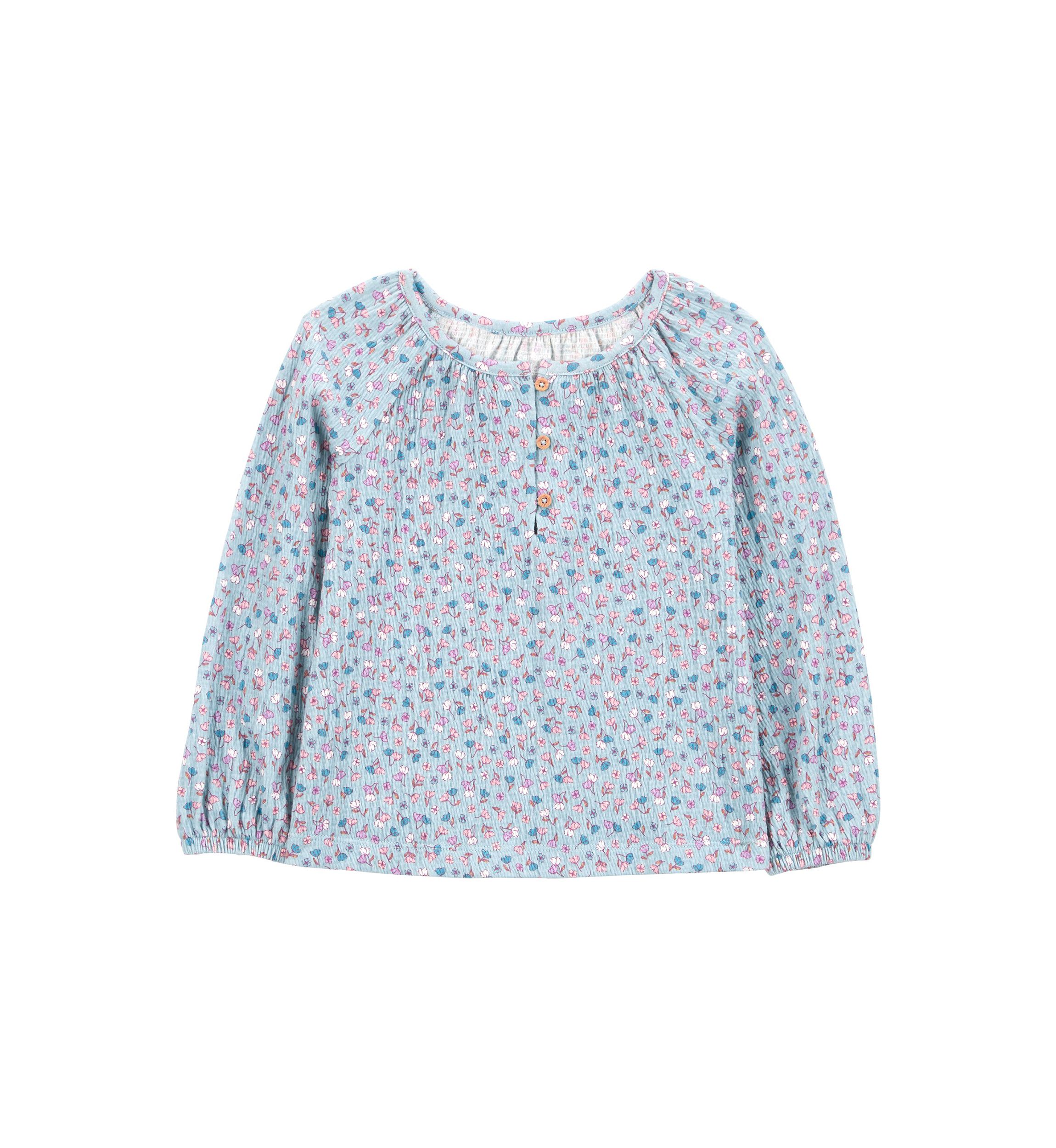 Toddler Girls Floral Printed Gauze Knit Top