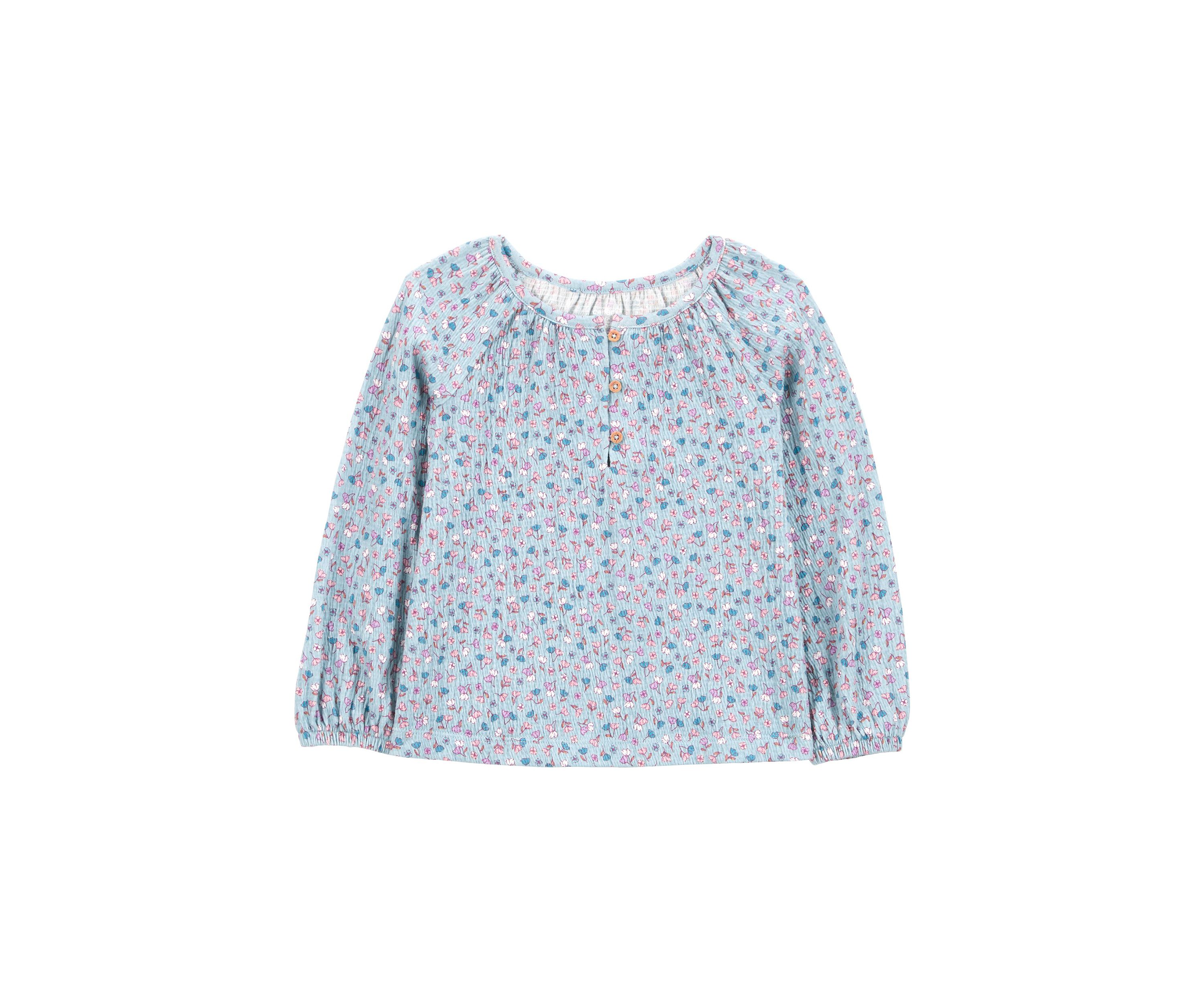 Toddler Girls Floral Printed Gauze Knit Top