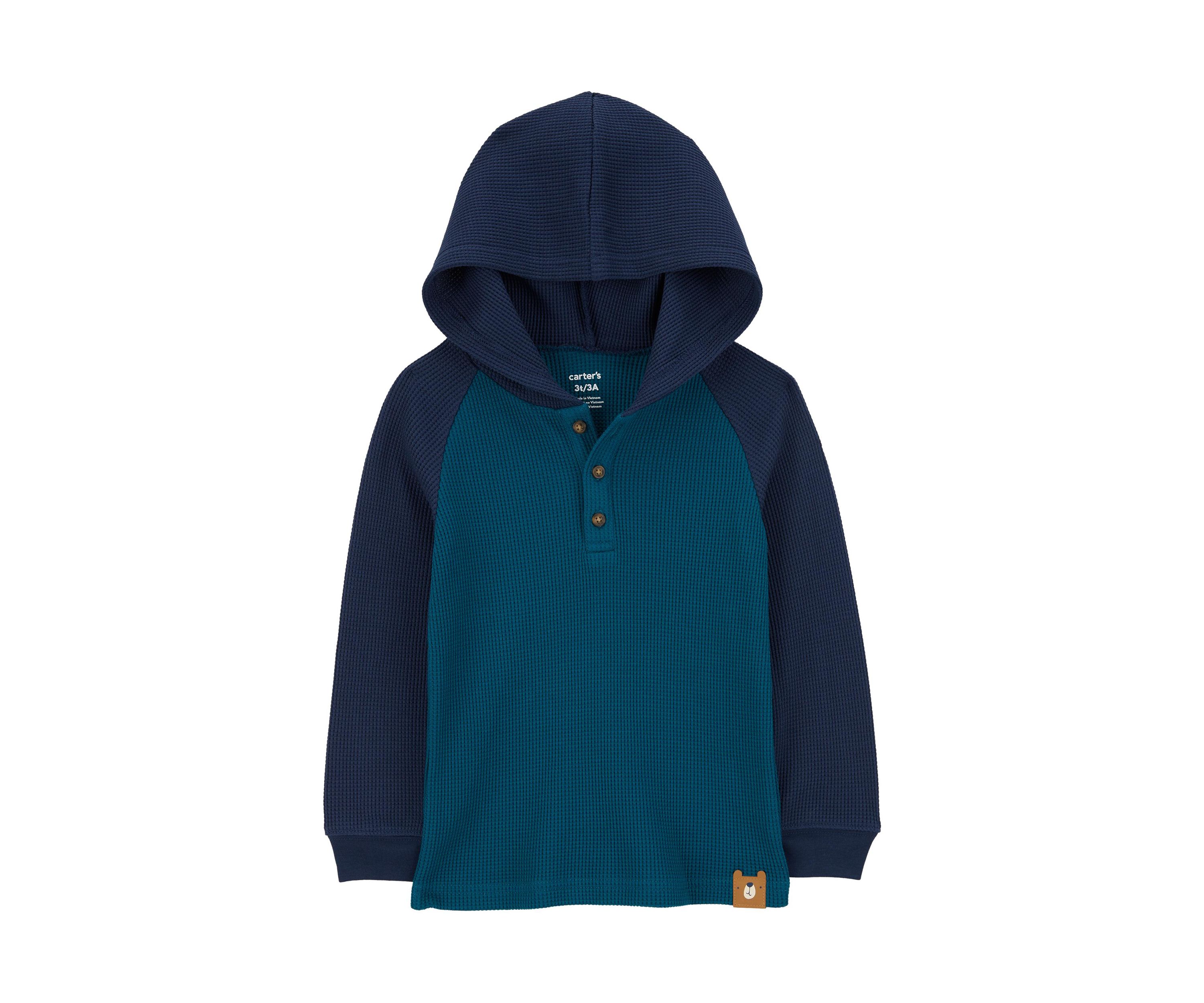 Toddler Boys Color Blocked Thermal Hooded T-Shirt
