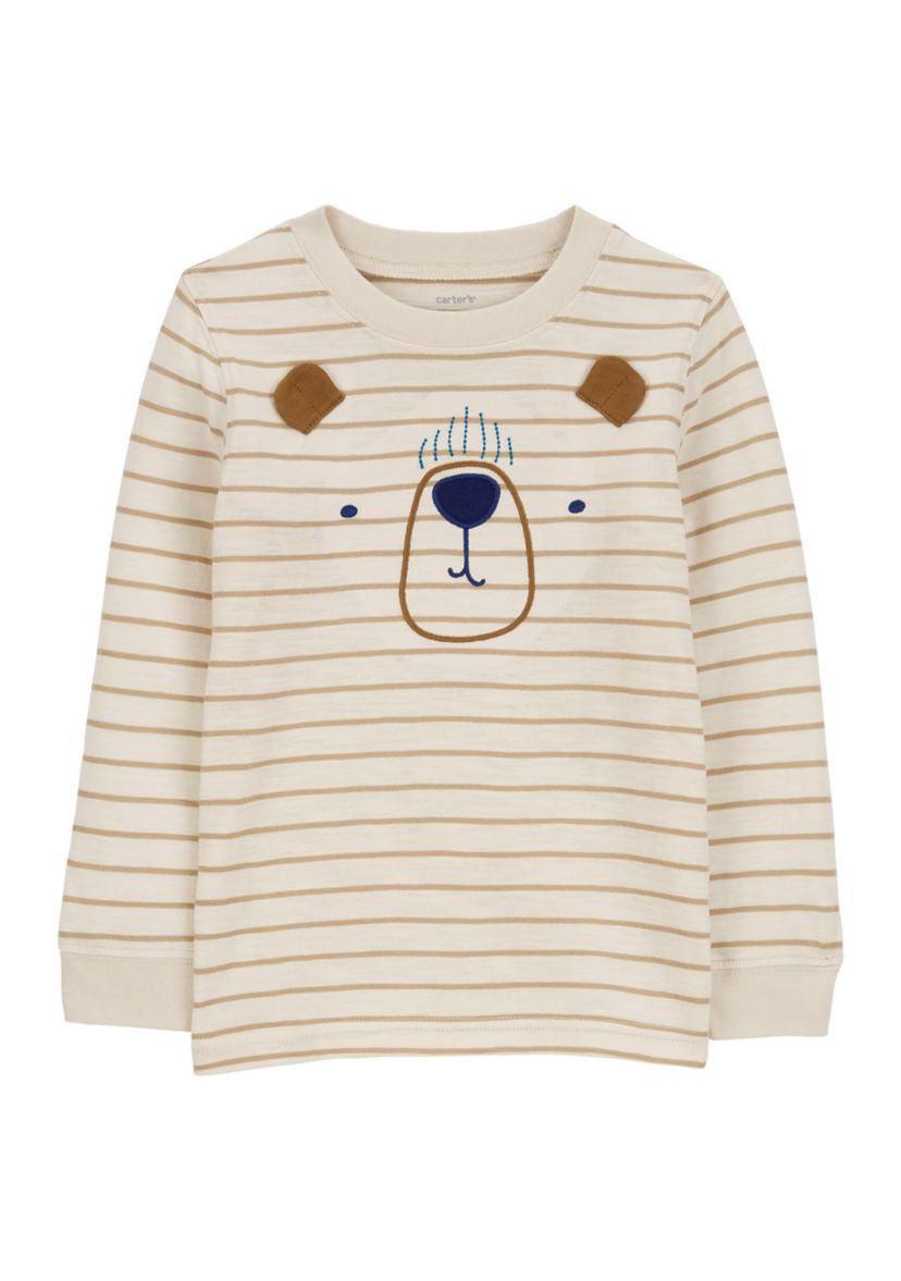 Toddler Boys Striped Bear Graphic T-Shirt