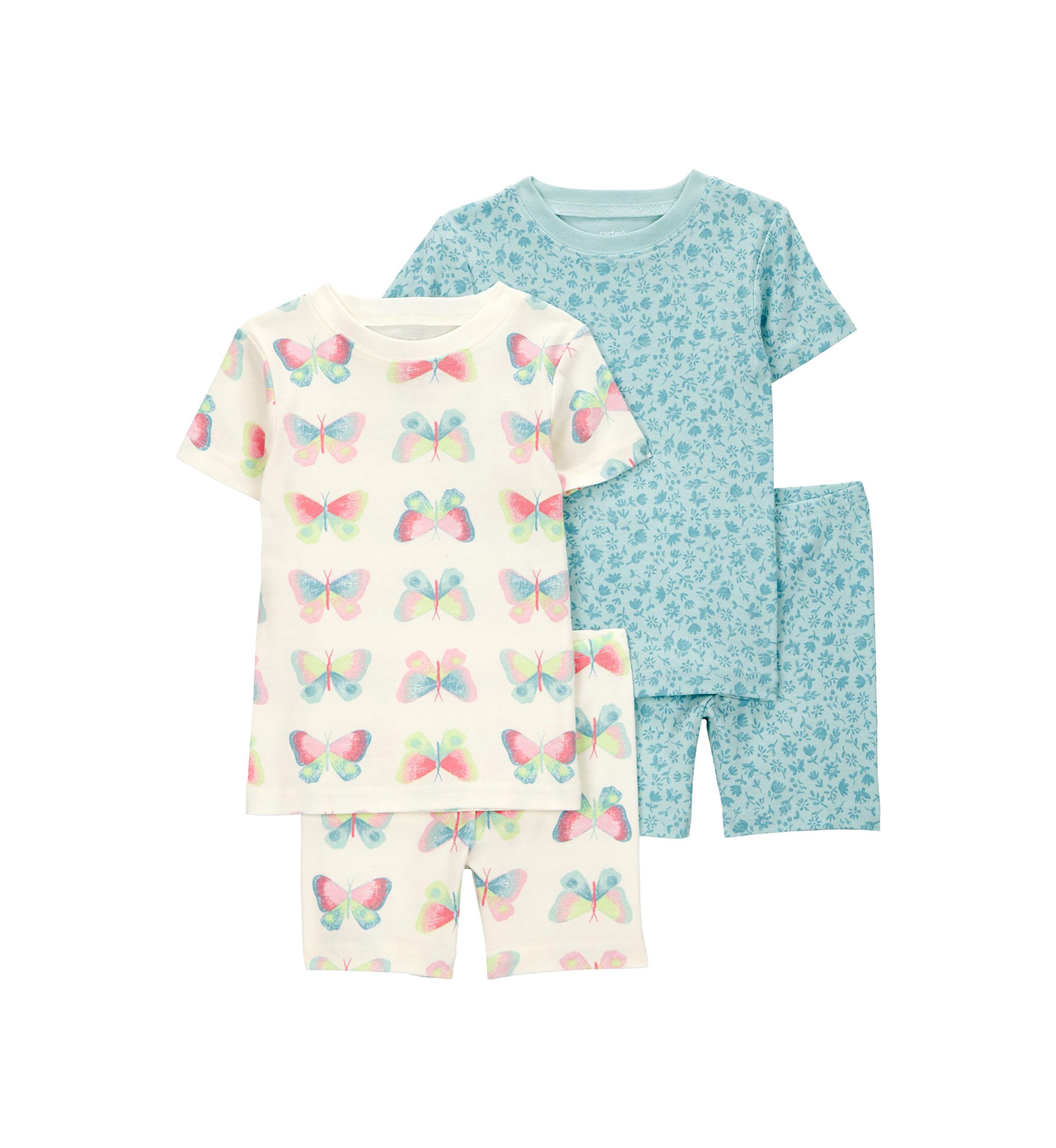 Toddler Girls Butterfly Printed 4 Piece Pajama Set