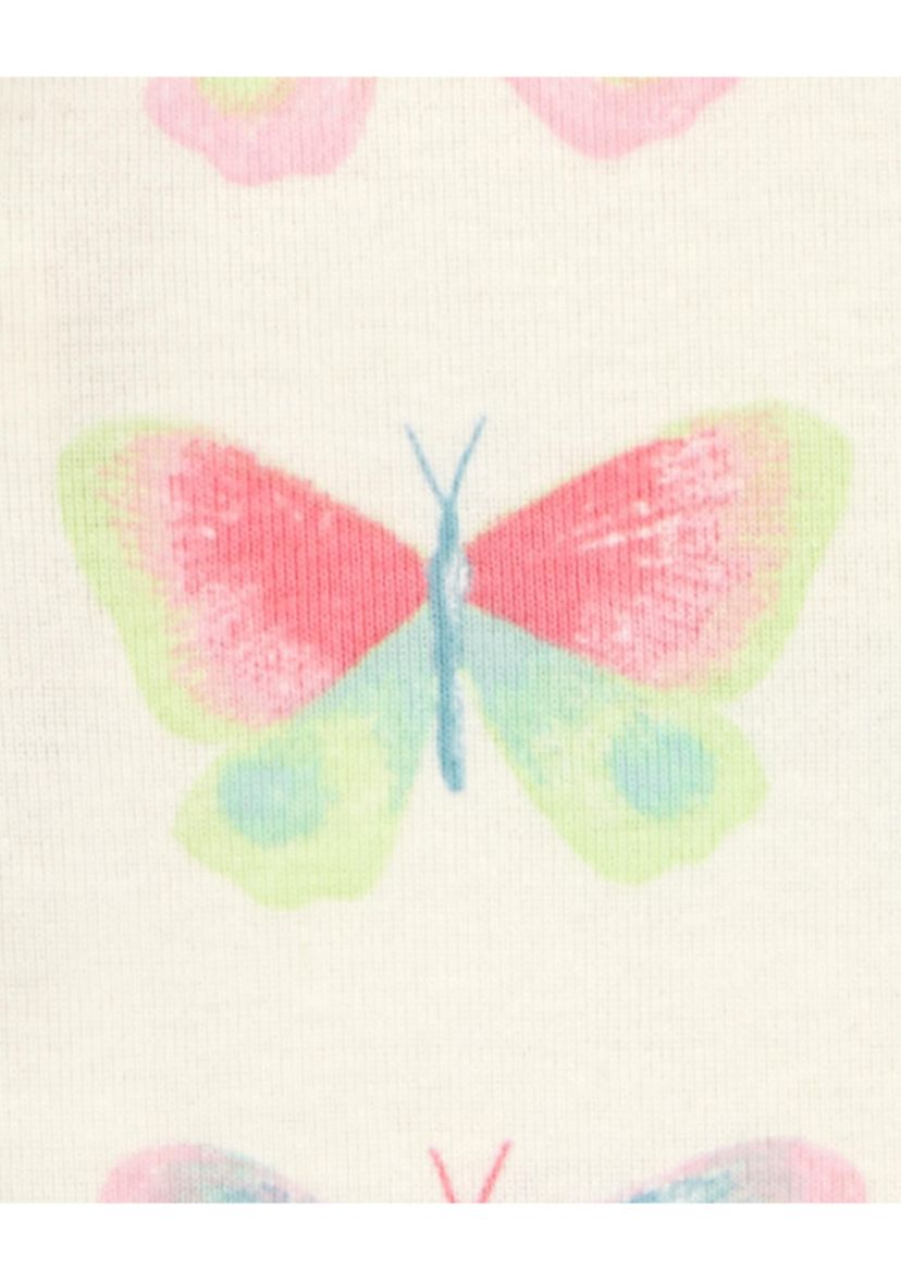 Toddler Girls Butterfly Printed 4 Piece Pajama Set