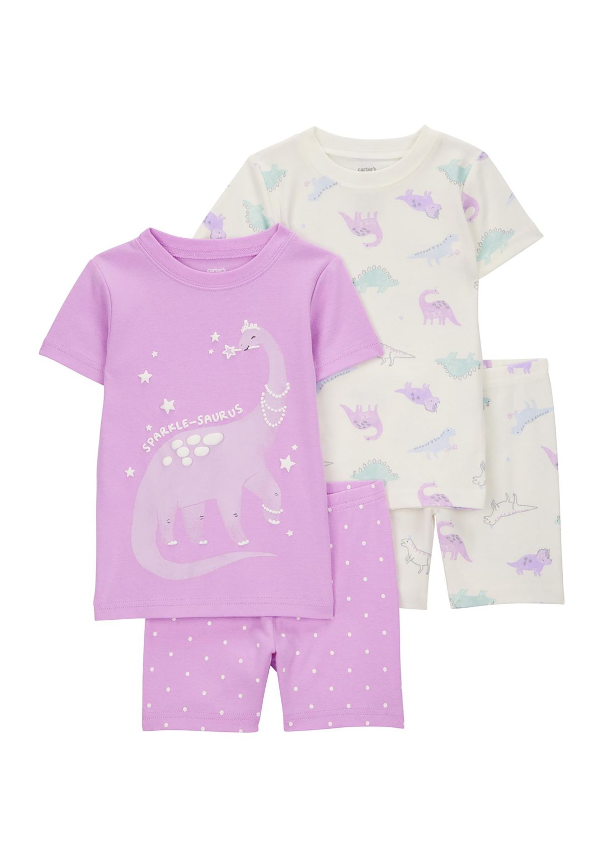 Toddler Girls Dinosaur Printed 4 Piece Pajama Set