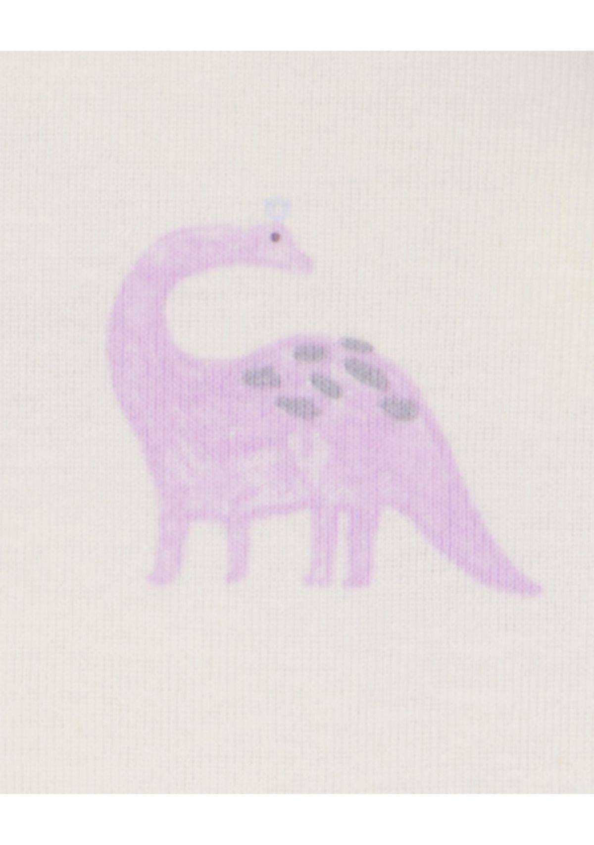 Toddler Girls Dinosaur Printed 4 Piece Pajama Set